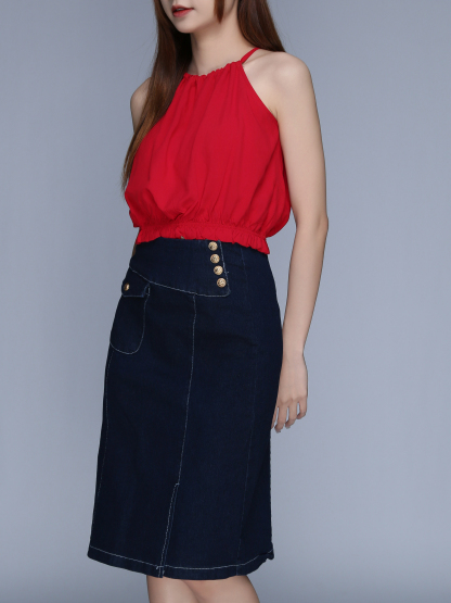 High Waist Denim Skirt 25601