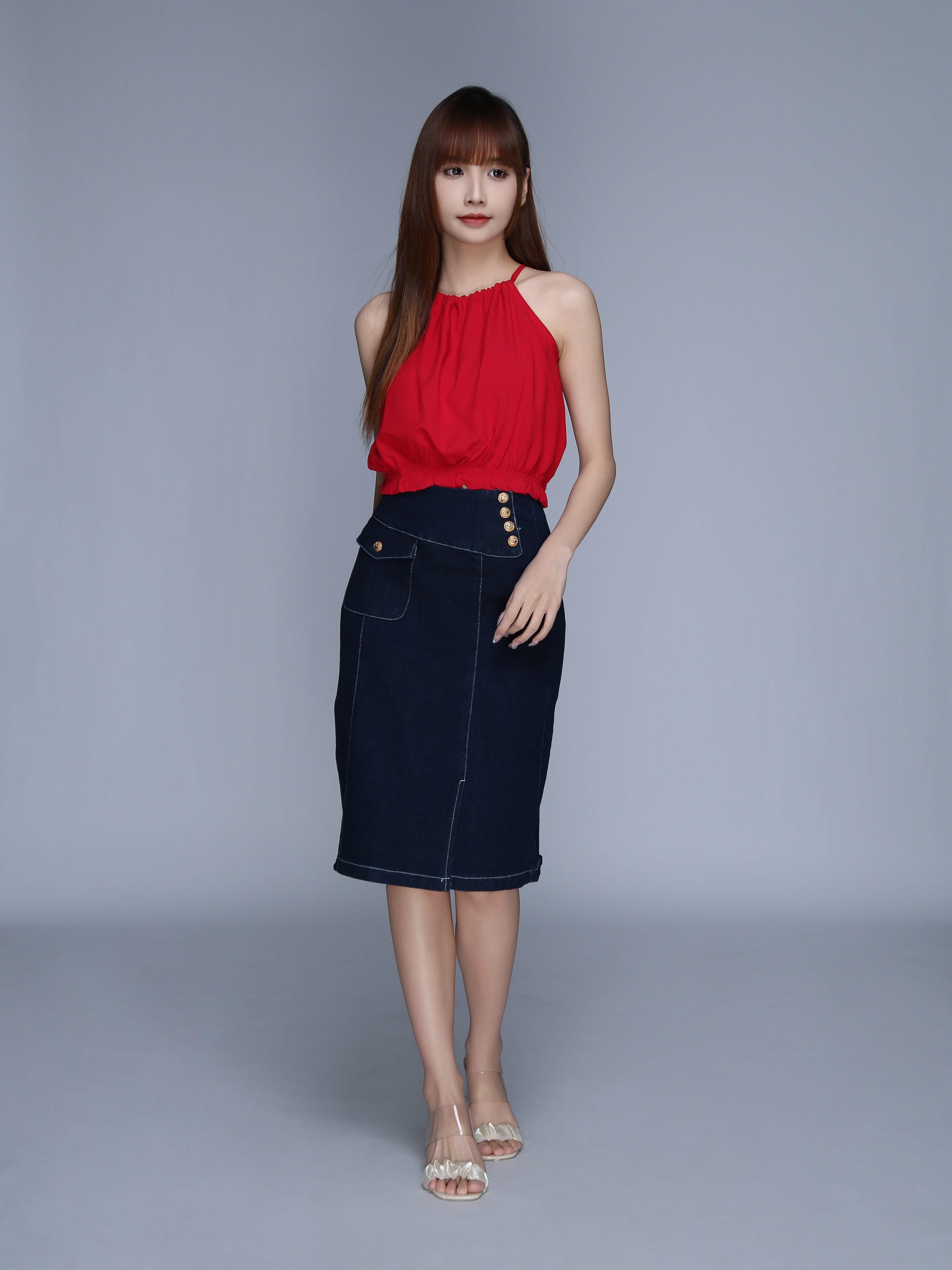 High Waist Denim Skirt 25601