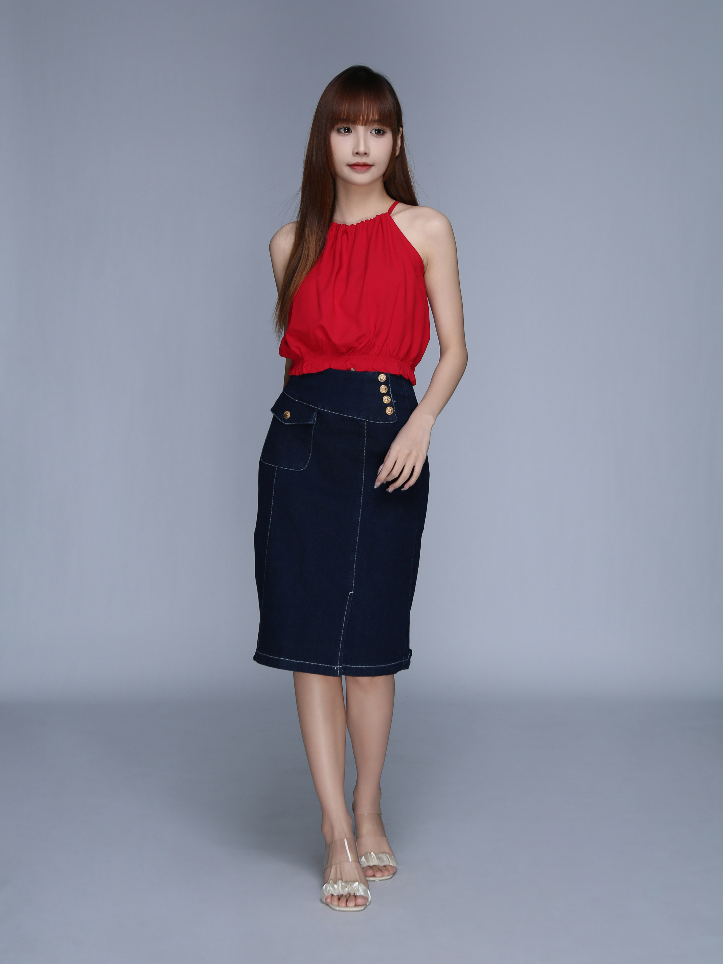 High Waist Denim Skirt 25601