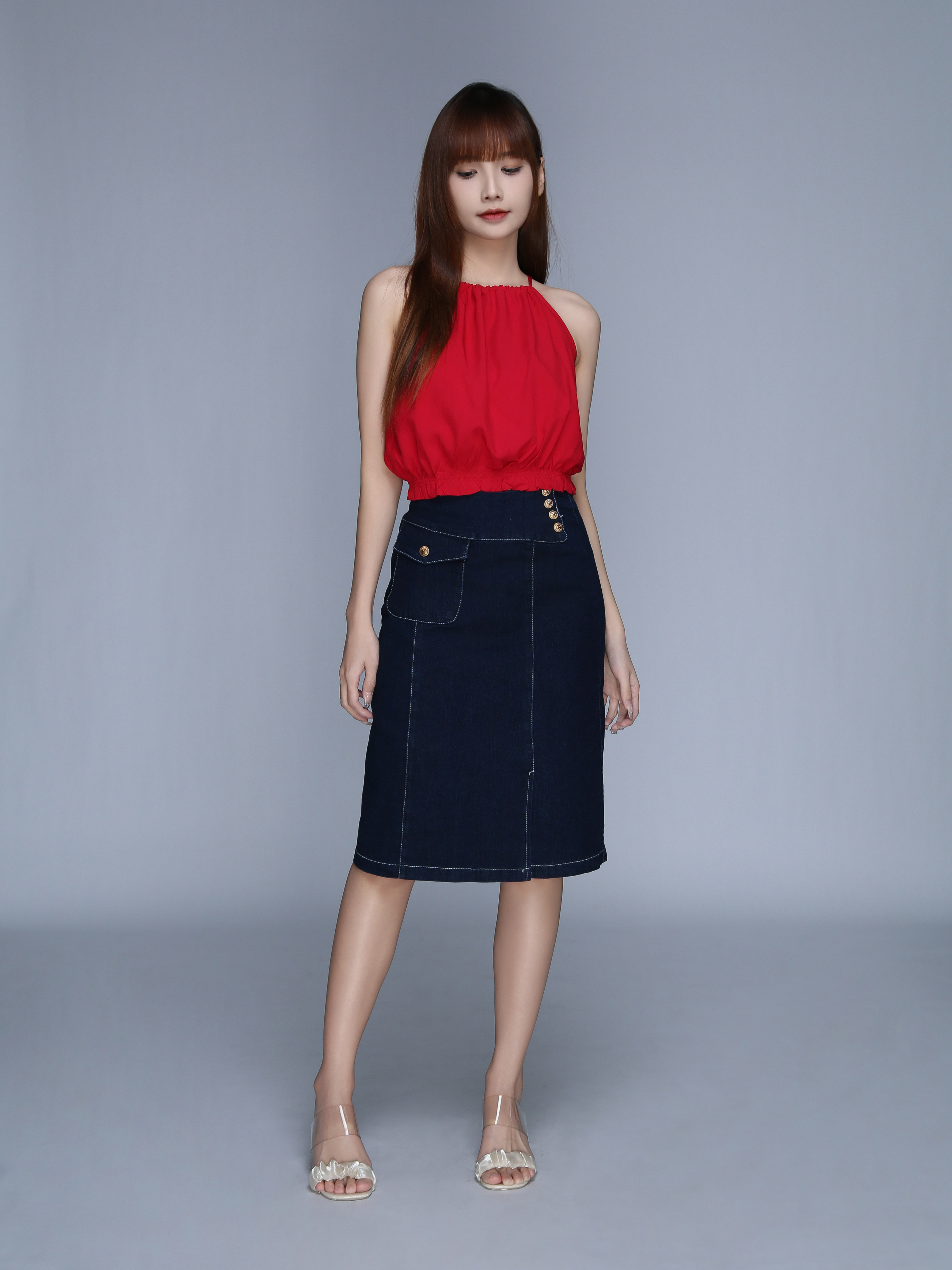 High Waist Denim Skirt 25601