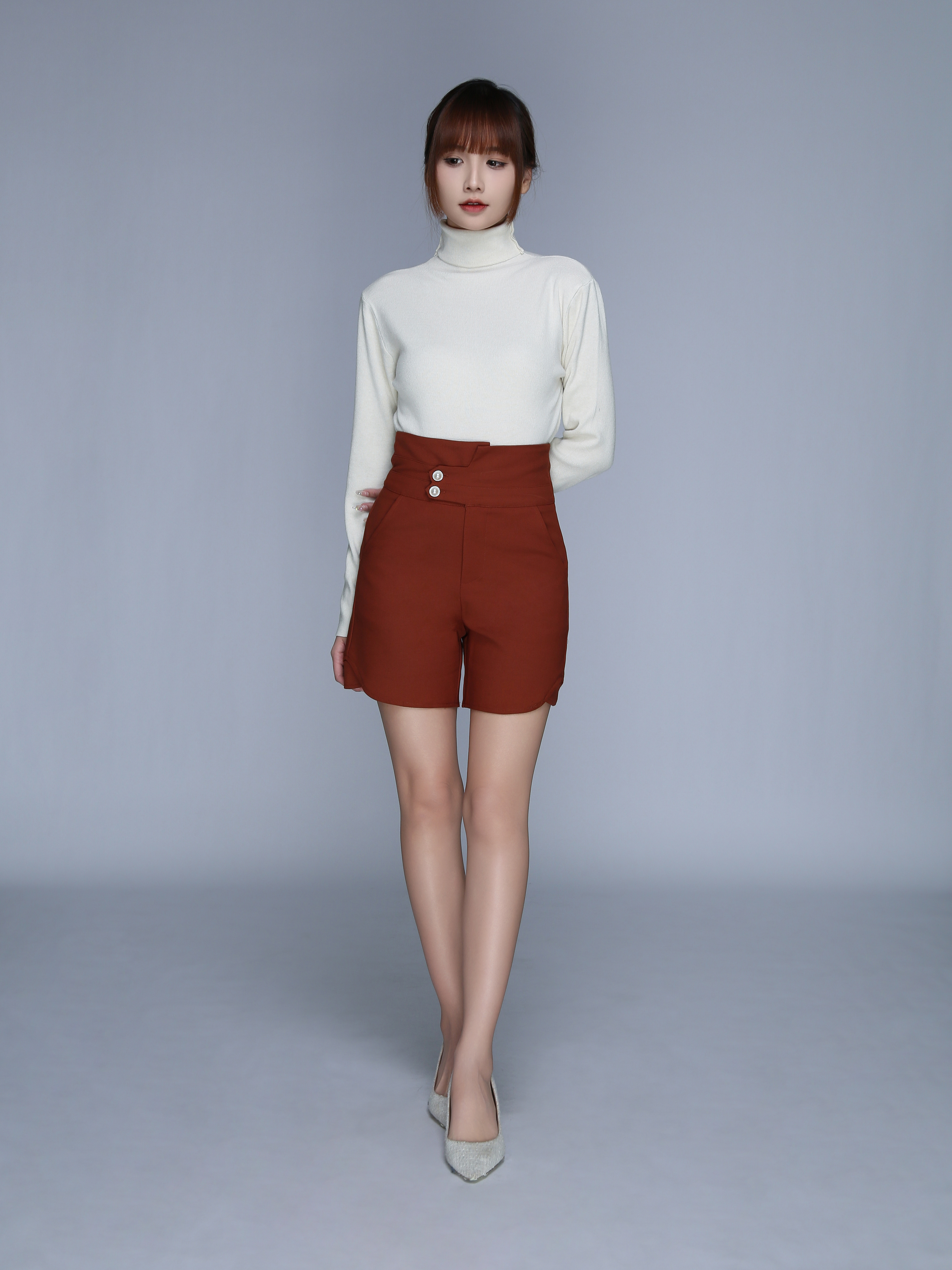 High Waist Side Pocket Short Pants 25605