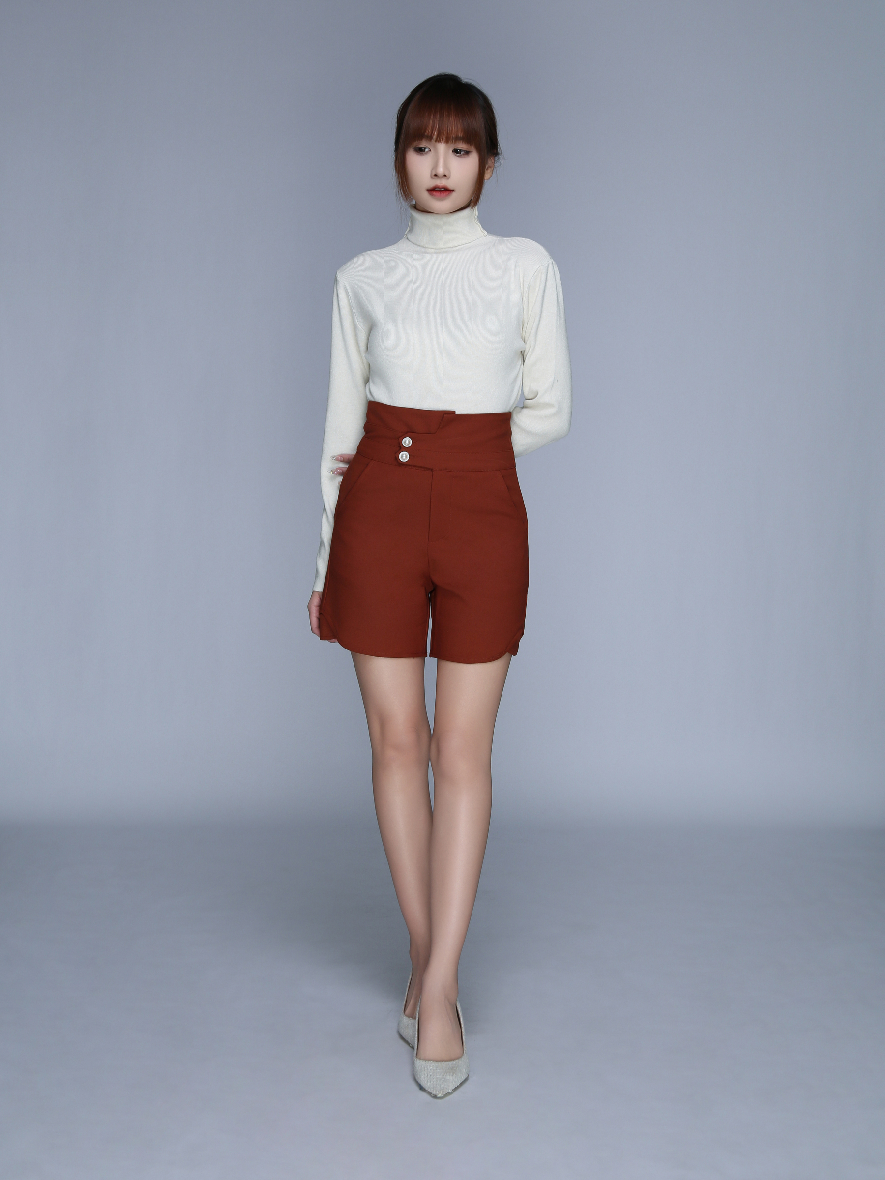 High Waist Side Pocket Short Pants 25605