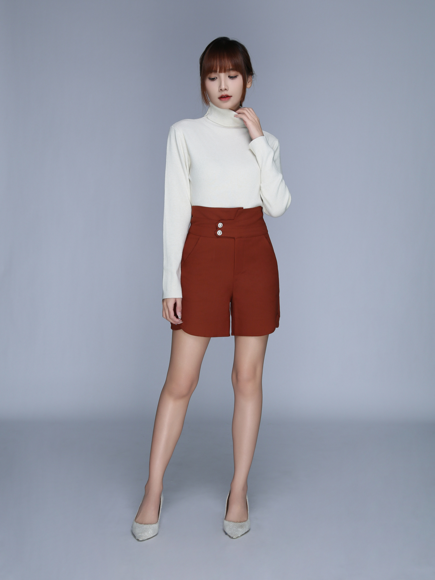 High Waist Side Pocket Short Pants 25605