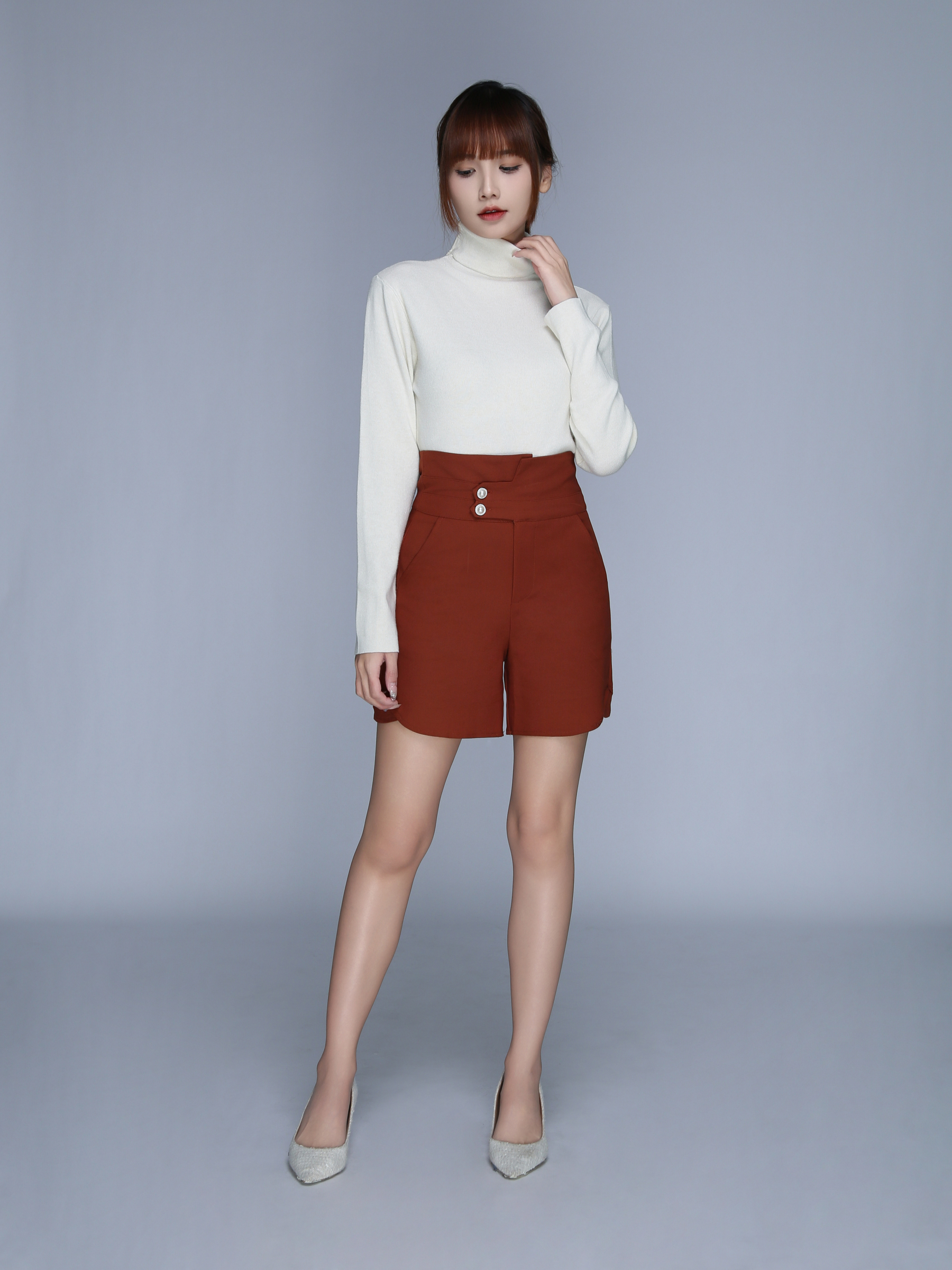 High Waist Side Pocket Short Pants 25605