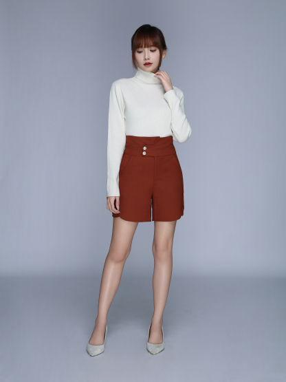 High Waist Side Pocket Short Pants 25605