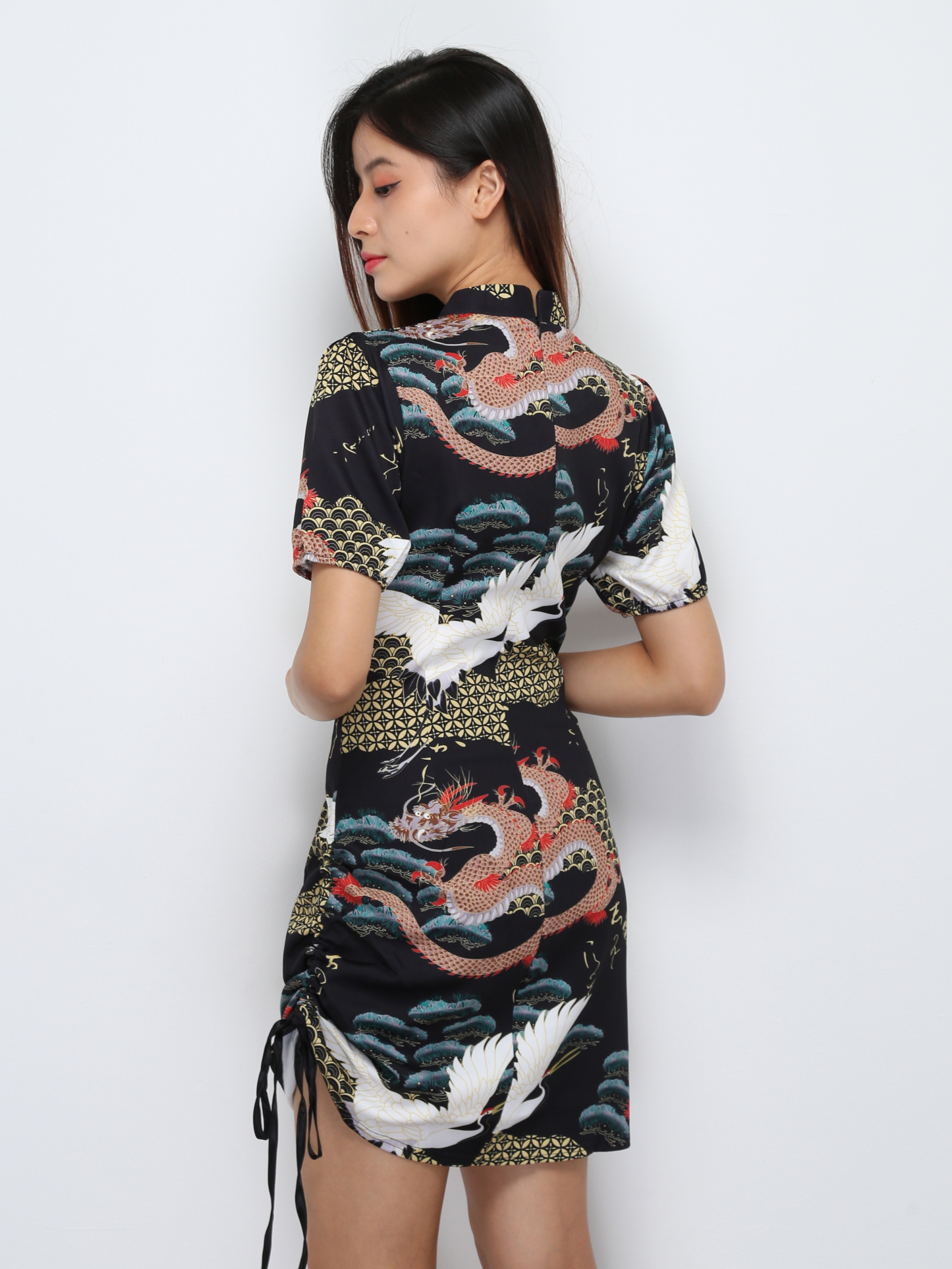 Cheongsam Side Drawstring Dress 25712