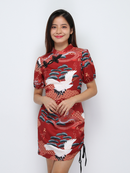 Cheongsam Side Drawstring Dress 25712