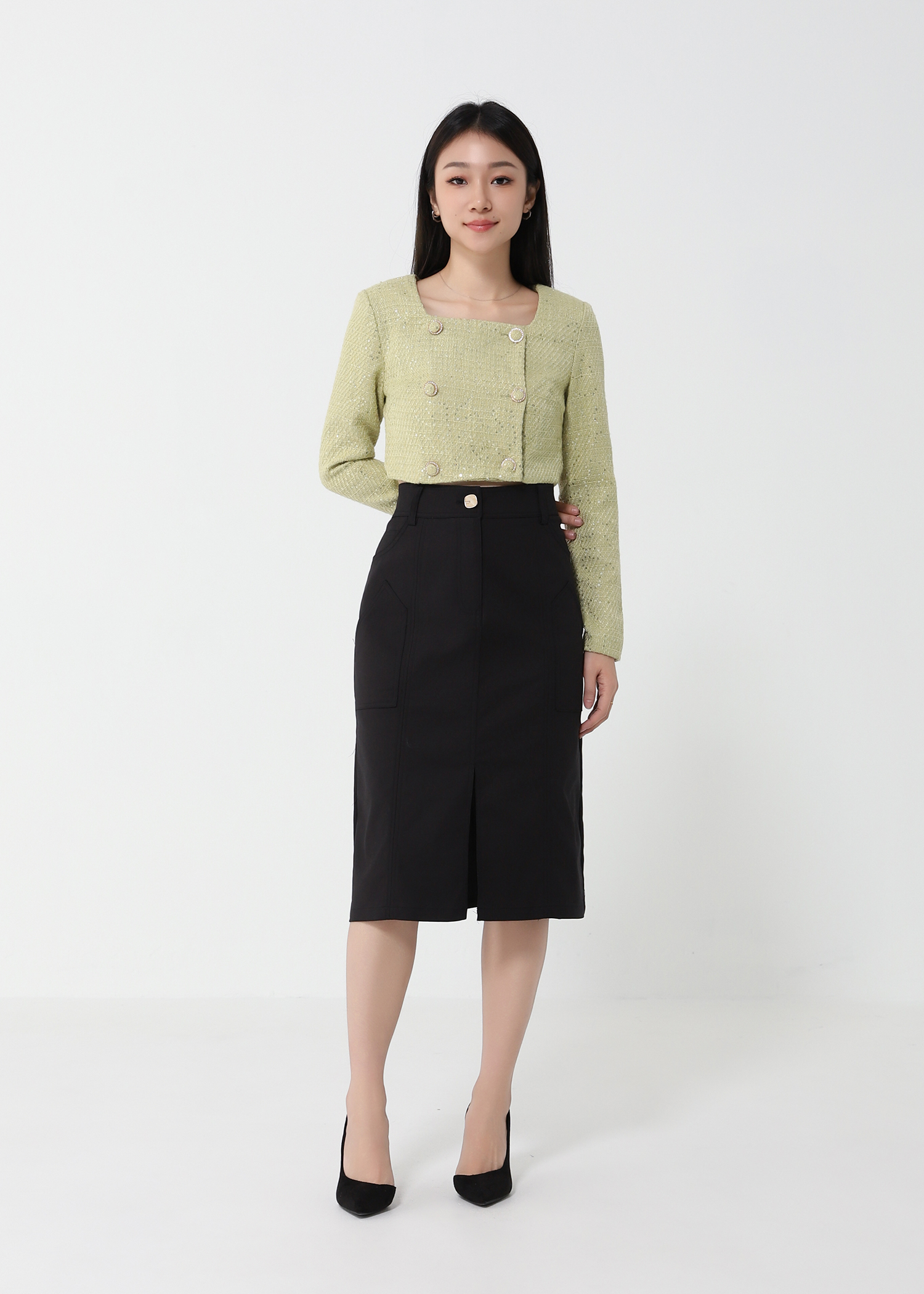 Long Sleeve Front Button Top 25948