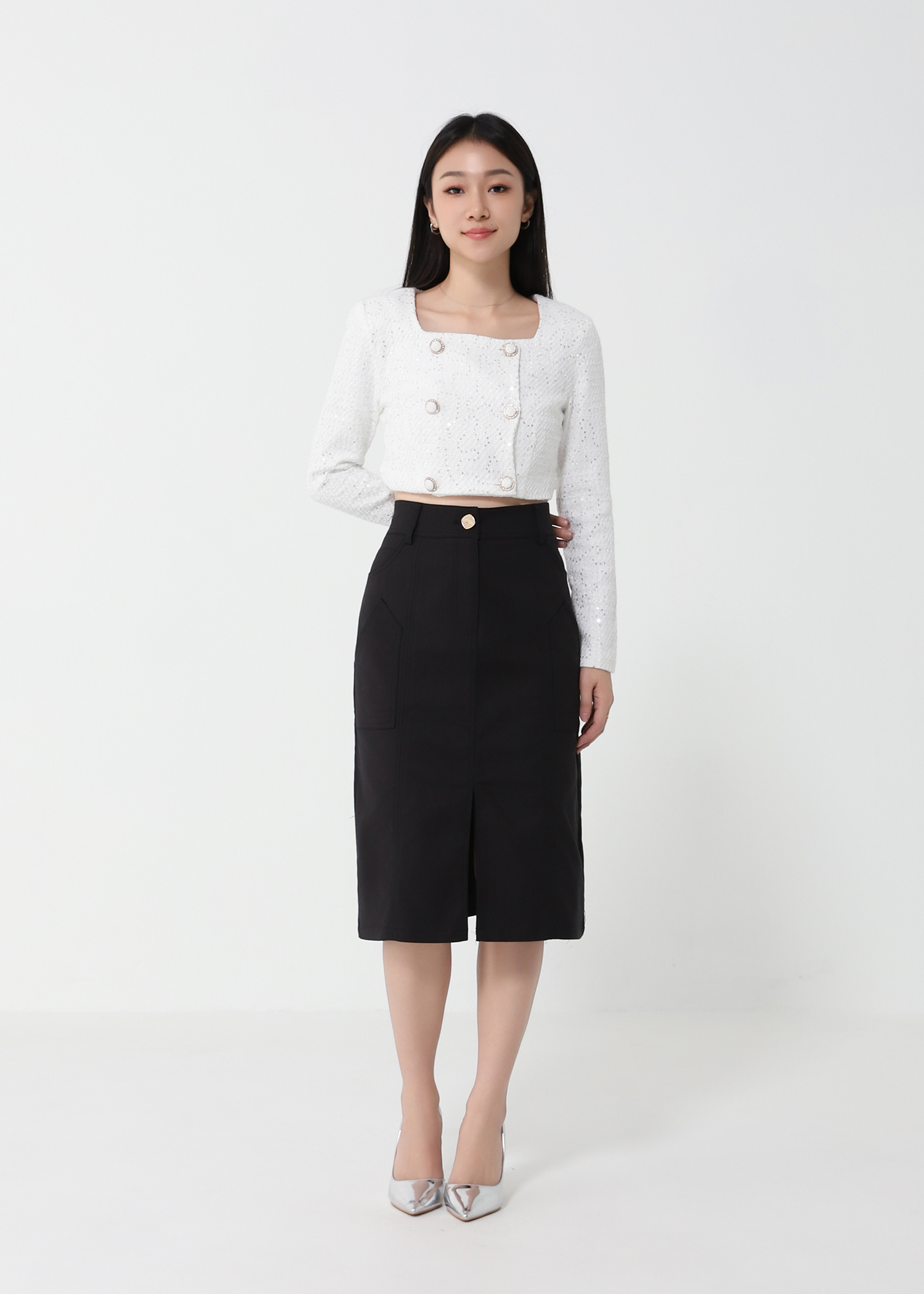 Long Sleeve Front Button Top 25948