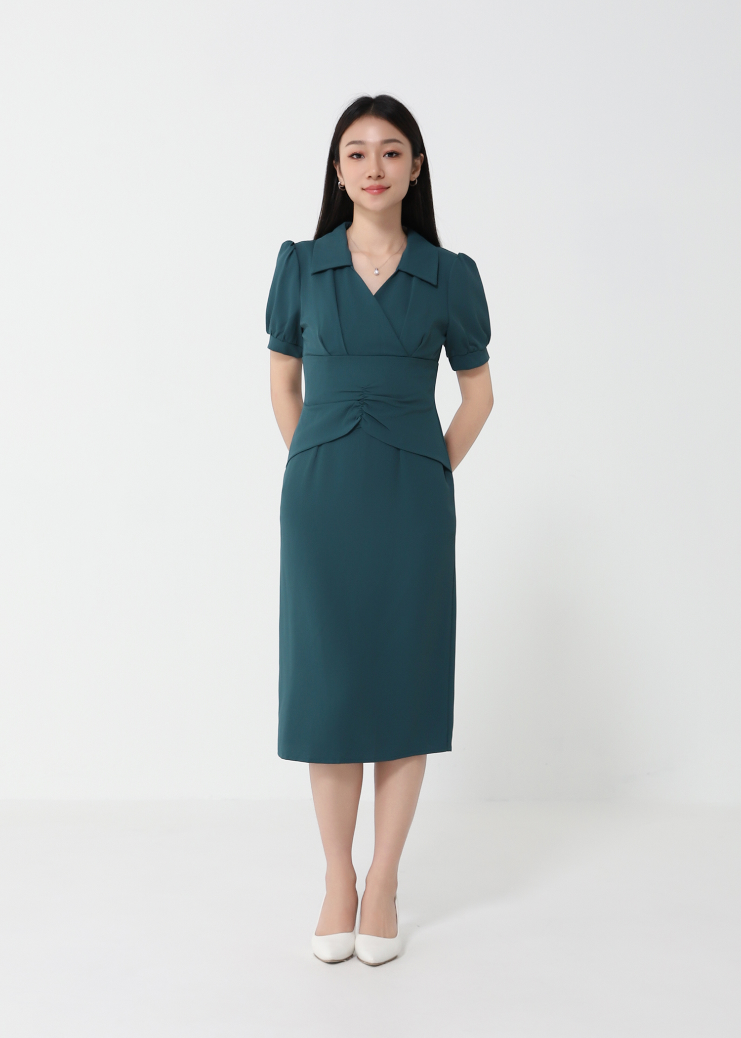 Front V Neck With Collar Dress 26177