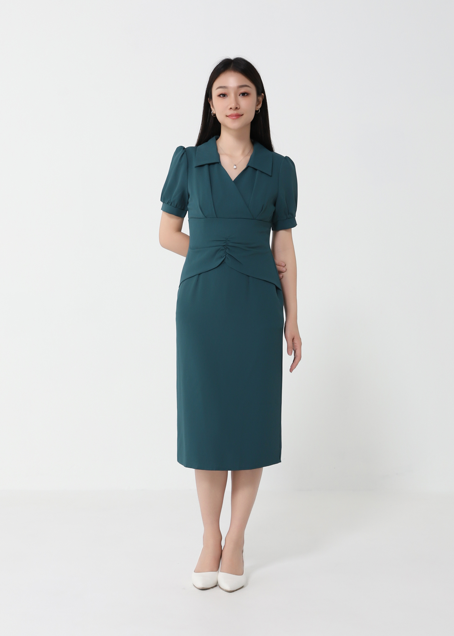Front V Neck With Collar Dress 26177