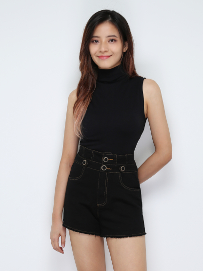 High Waist Denim Side Pocket Short  pants 28744