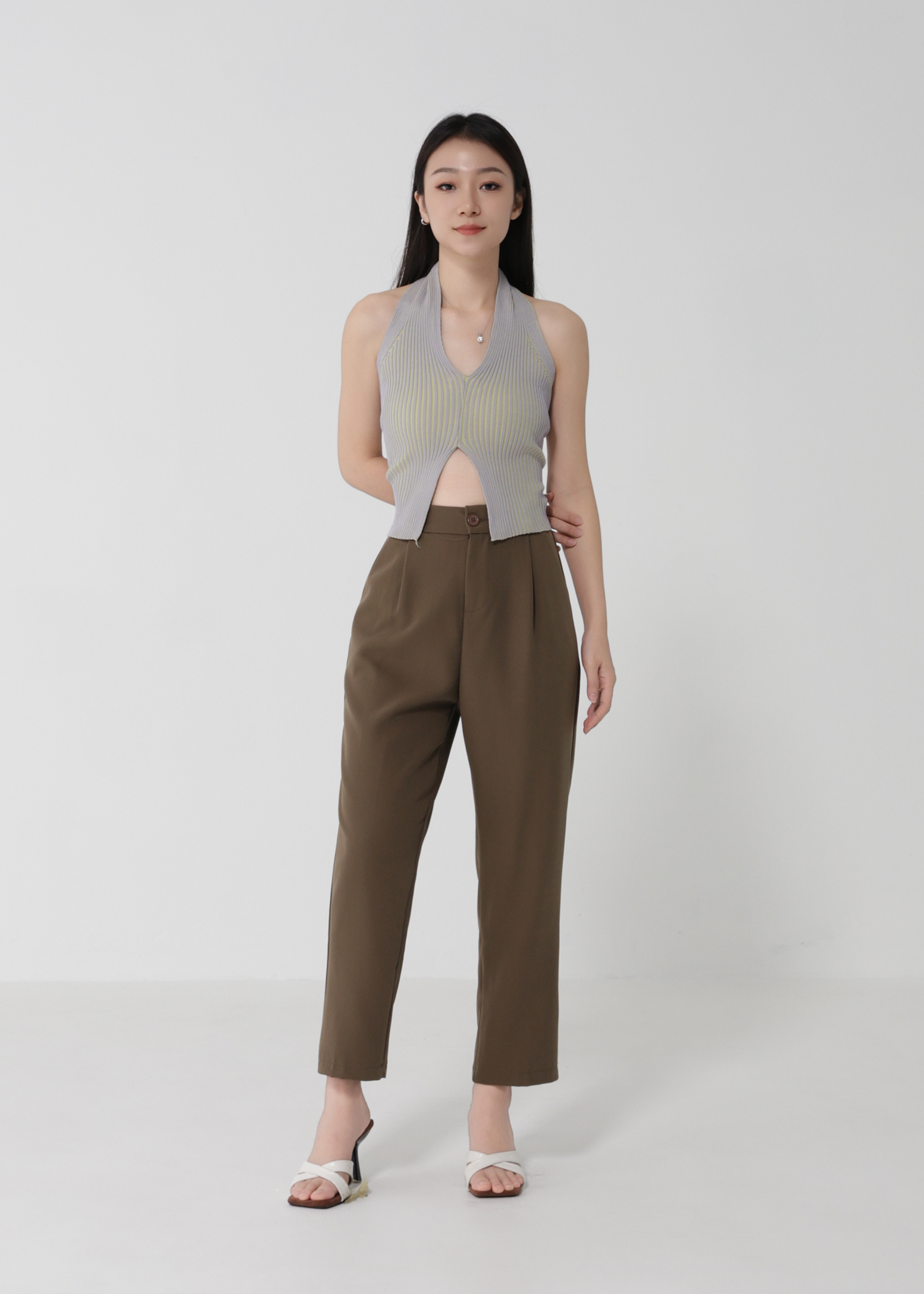 Formal High Waist Side Pocket Long Pants 24419
