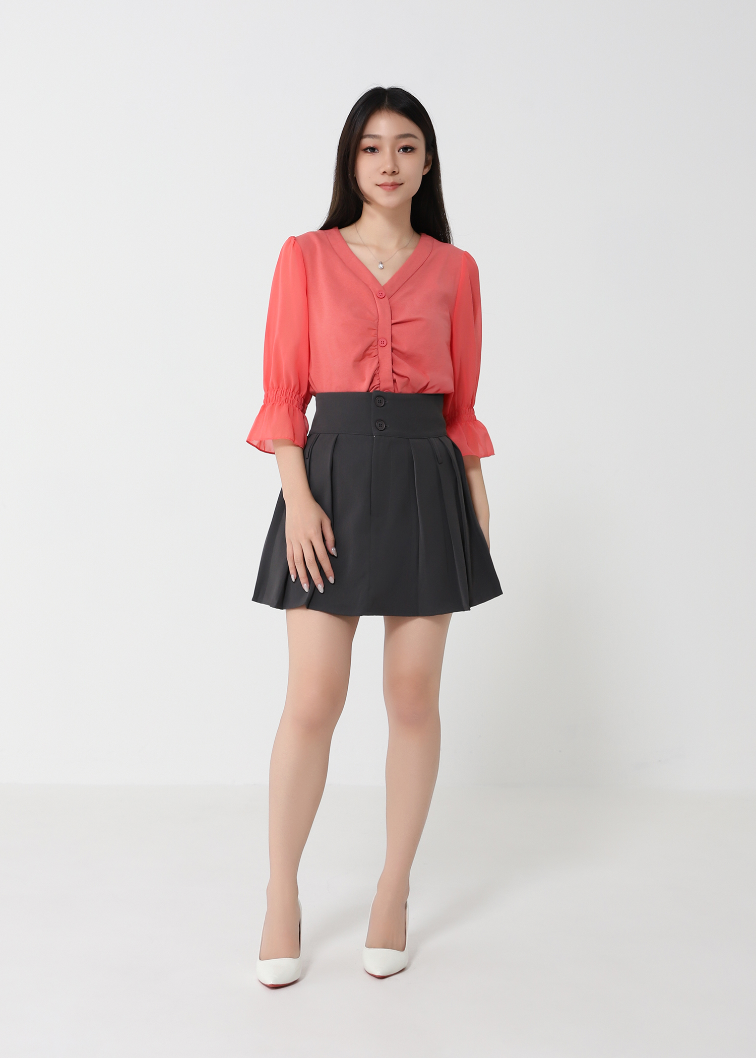 High Waist Pleated Skirt Pants 48413