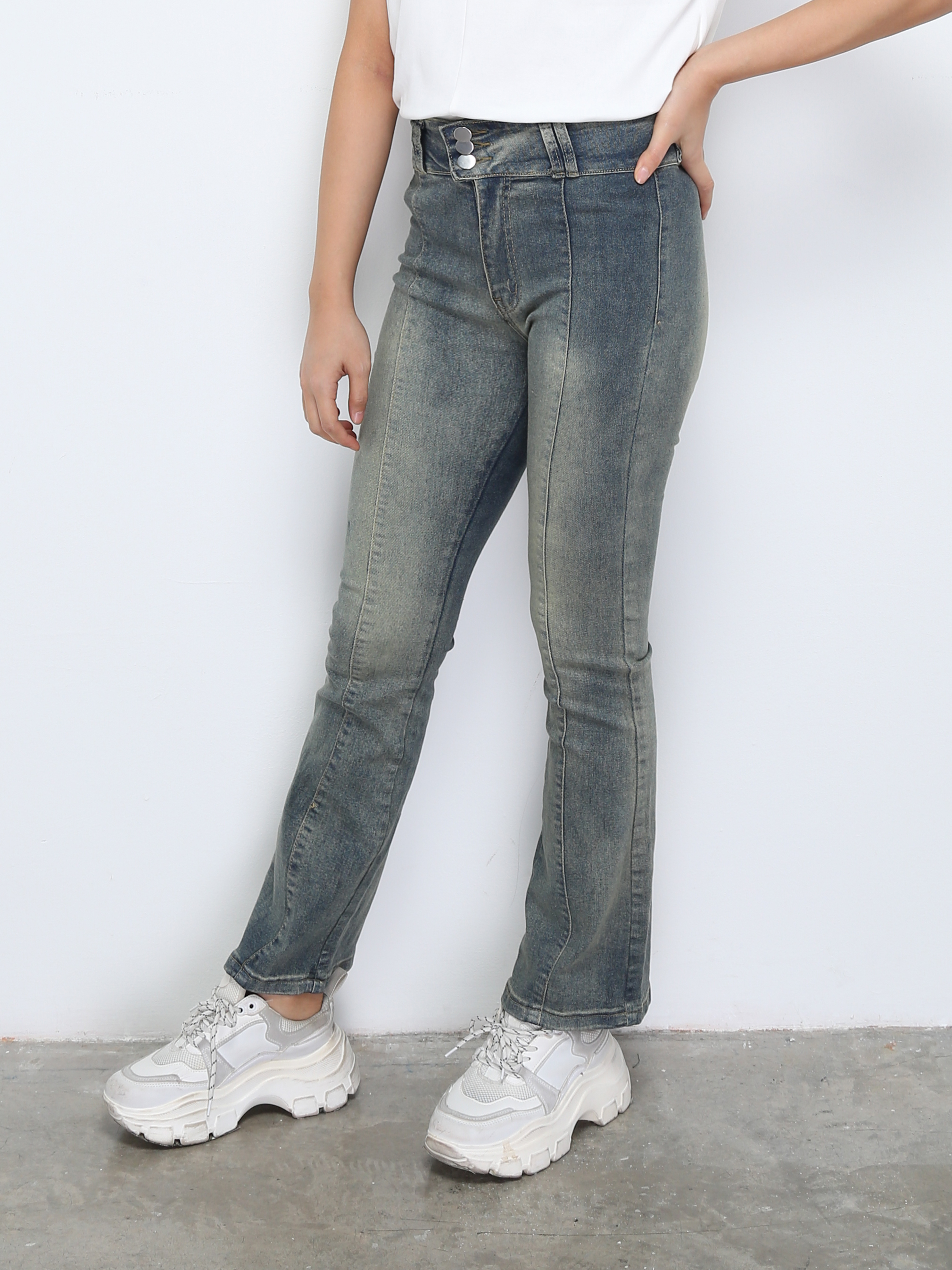 Denim Front Button Long Pant 29892