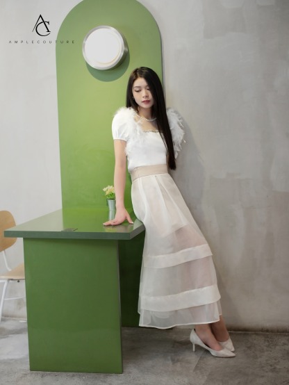 High Waist With Net Long Skirt AC423