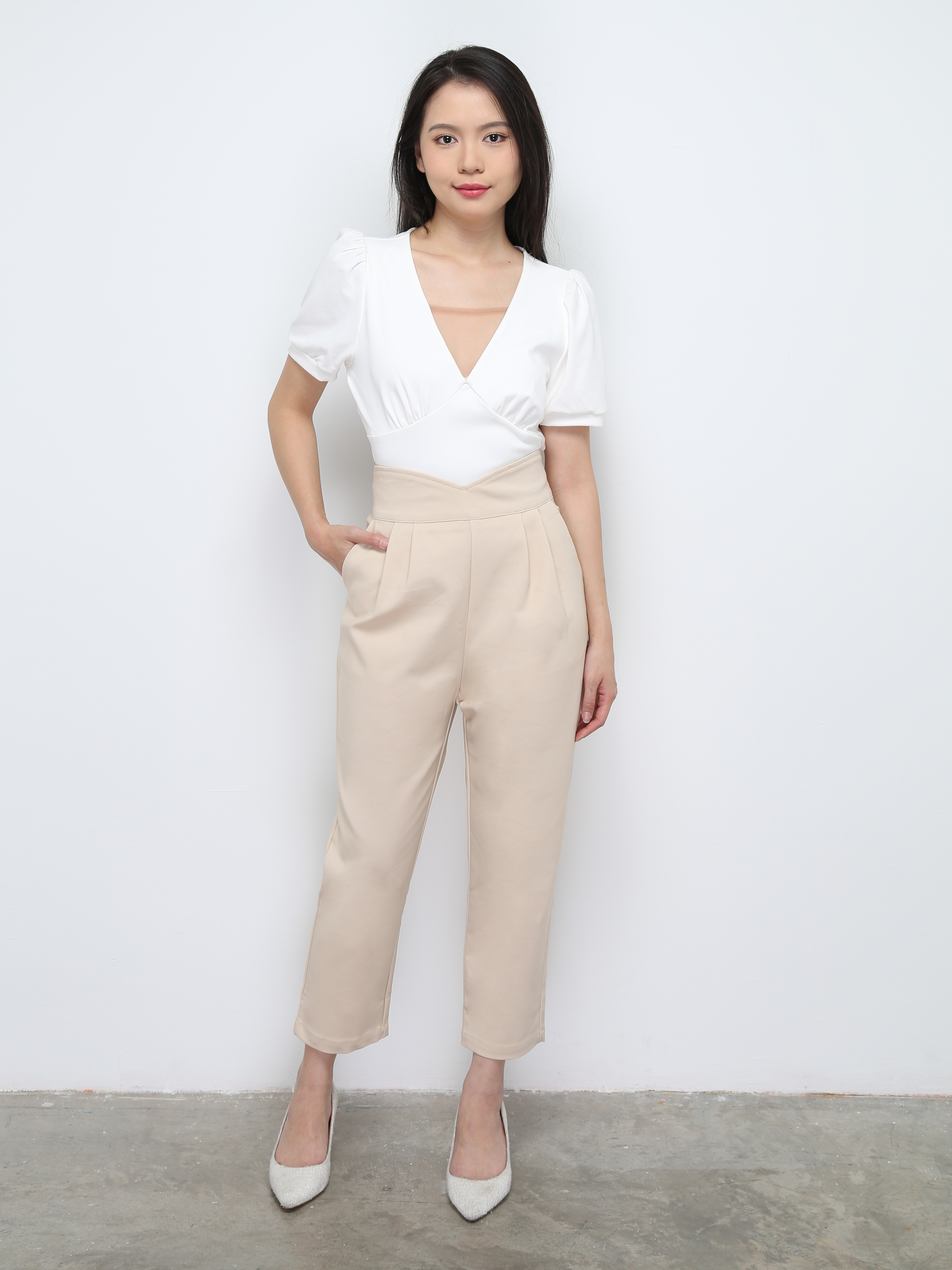 High Waist Side Pocket Long Pants 28596