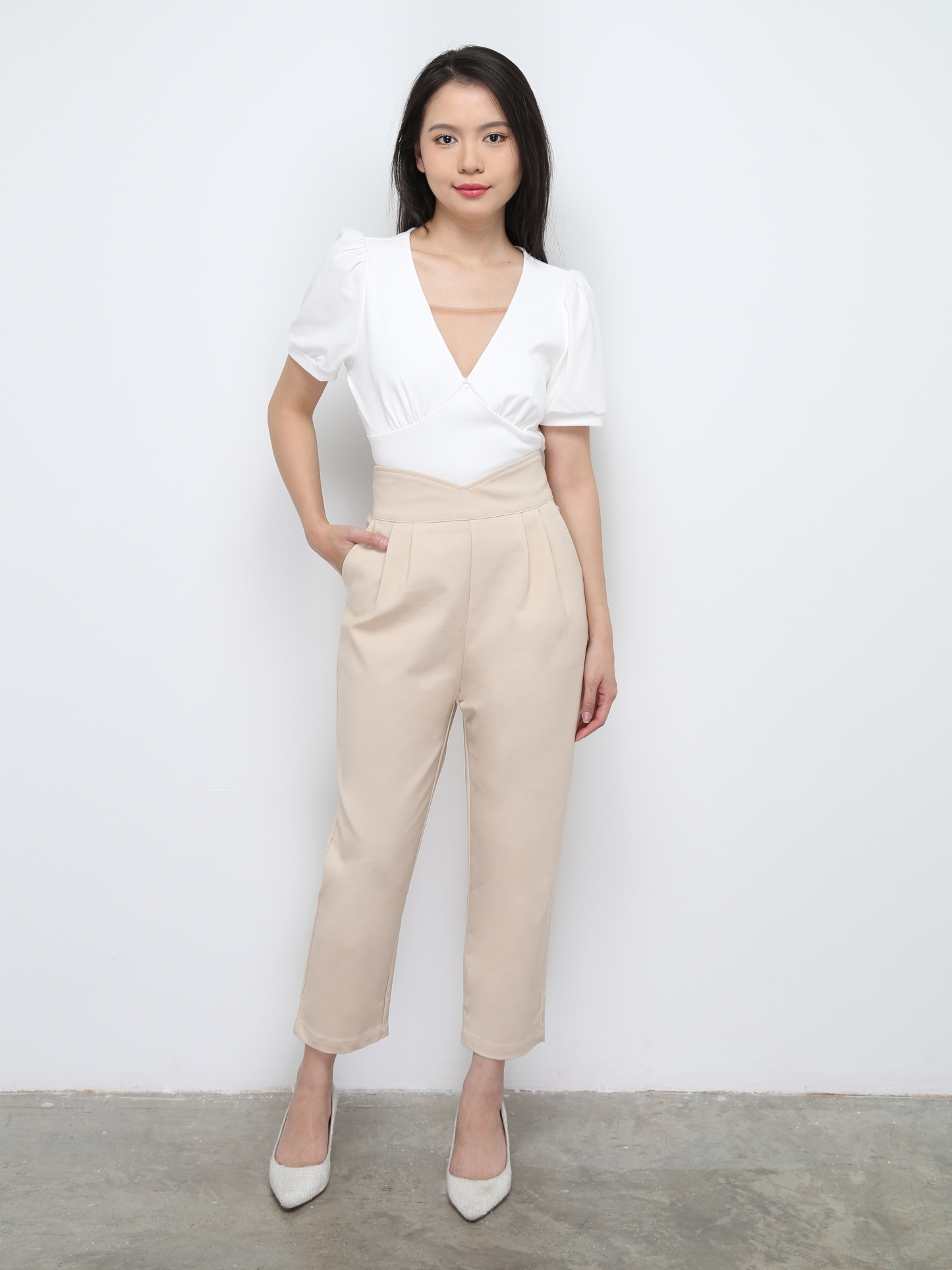 High Waist Side Pocket Long Pants 28596
