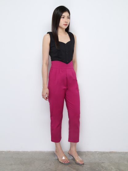 High Waist Side Pocket Long Pants 28596