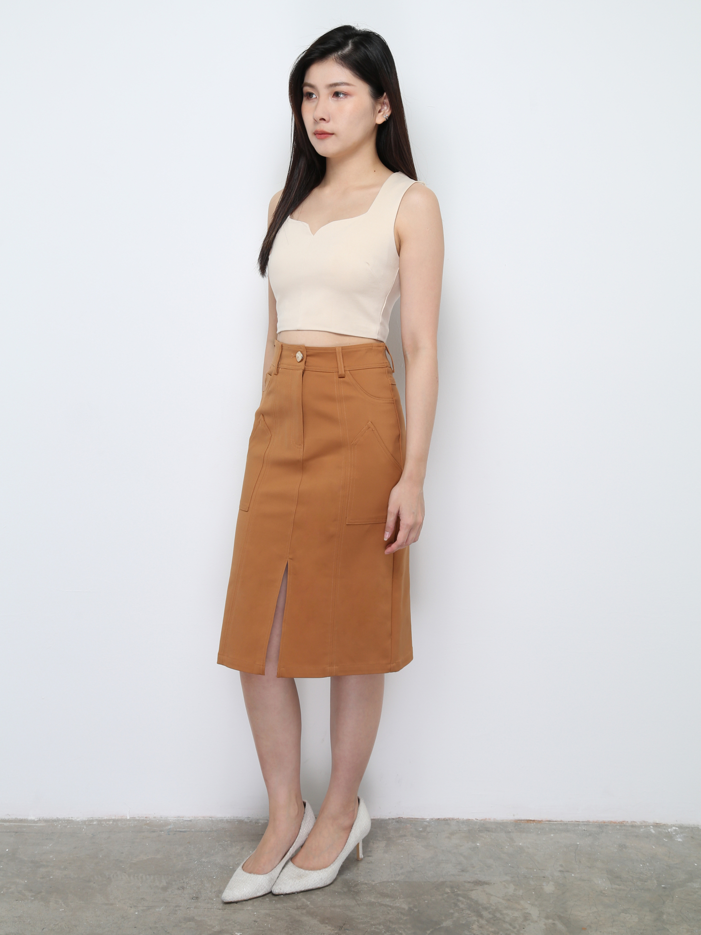 Sleeveless Back Zip Crop Top 28077