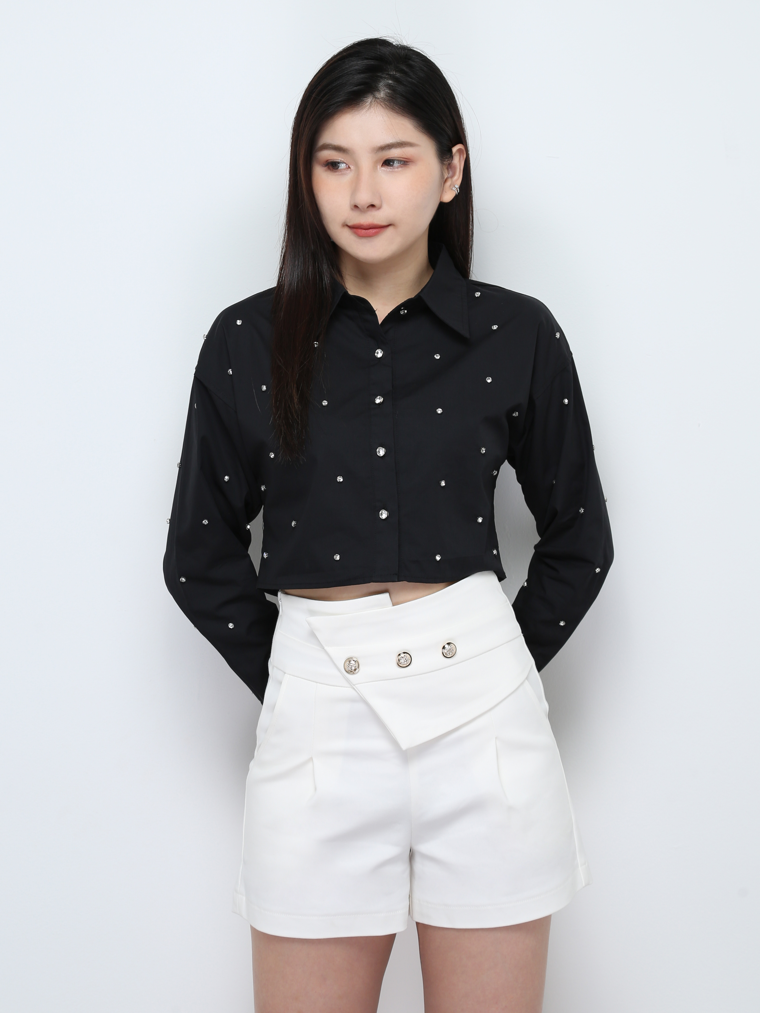 Decorative Dot Long Sleeve Blouse 28081