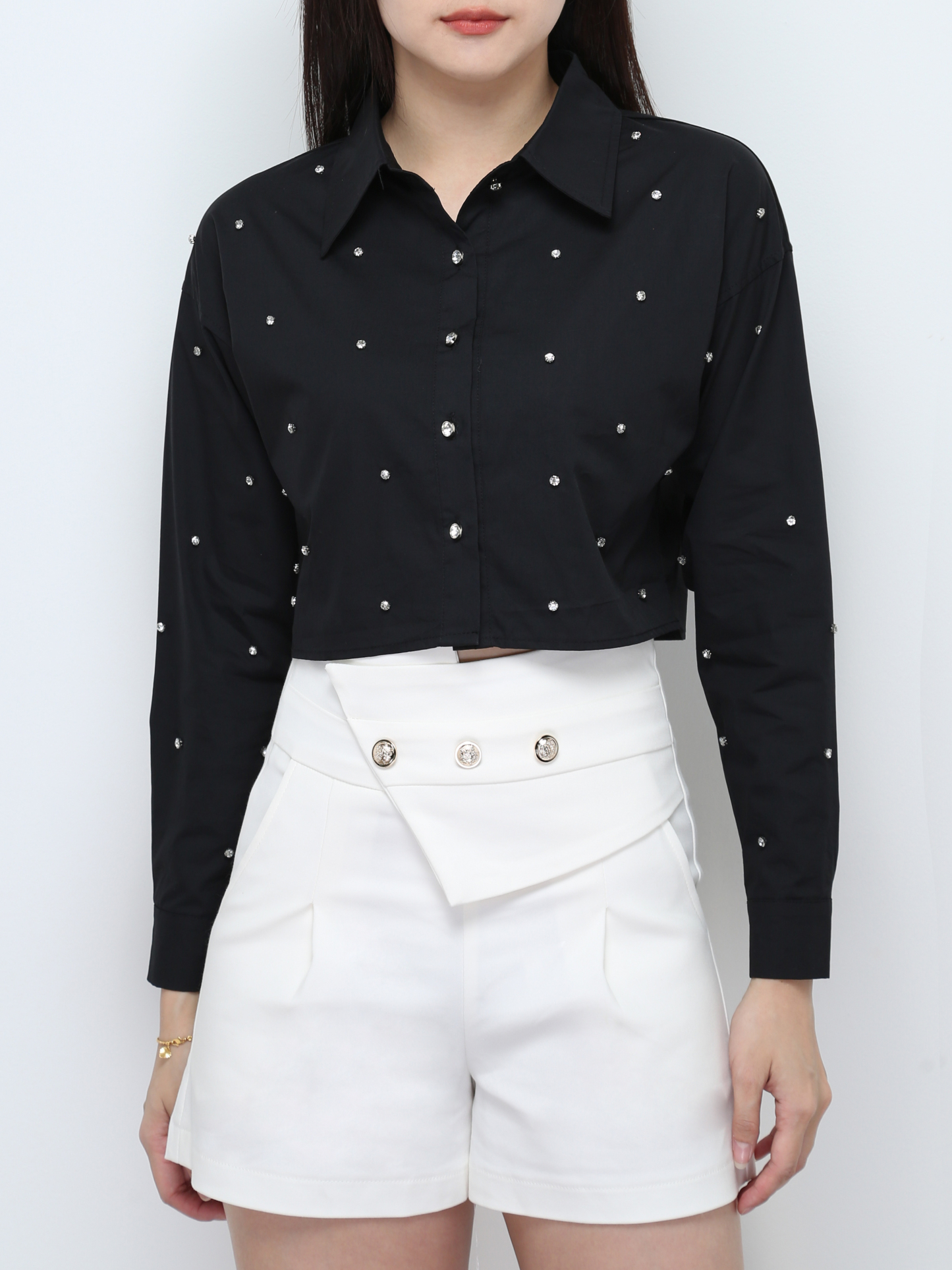 Decorative Dot Long Sleeve Blouse 28081