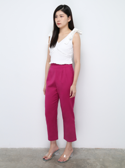 Wrinkled Sleeve Tie Up Top 28090