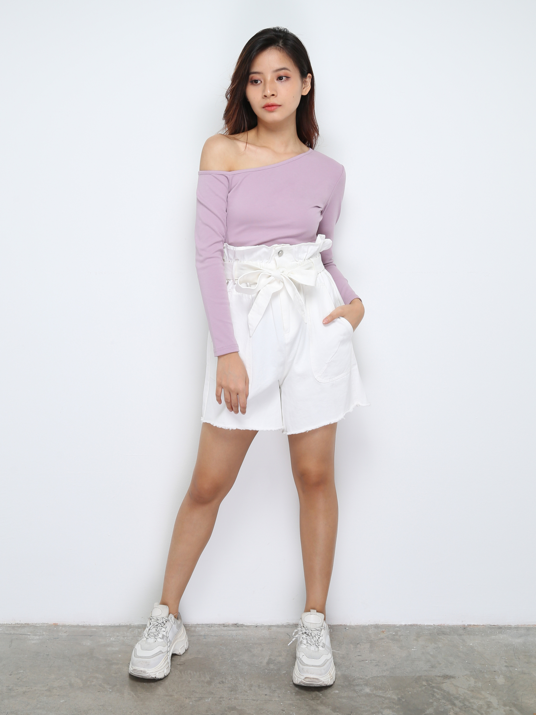 High Elastic Waist Short Pant With Belt 28851