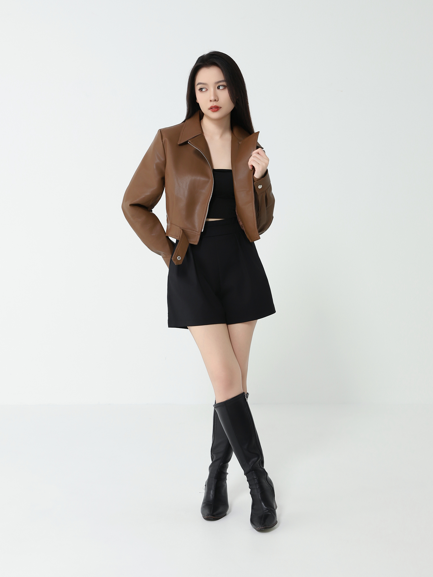Leather Front Zip Jacket DJ101