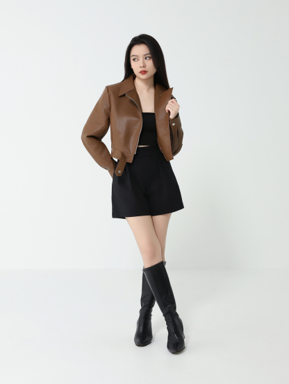 Leather Front Zip Jacket DJ101