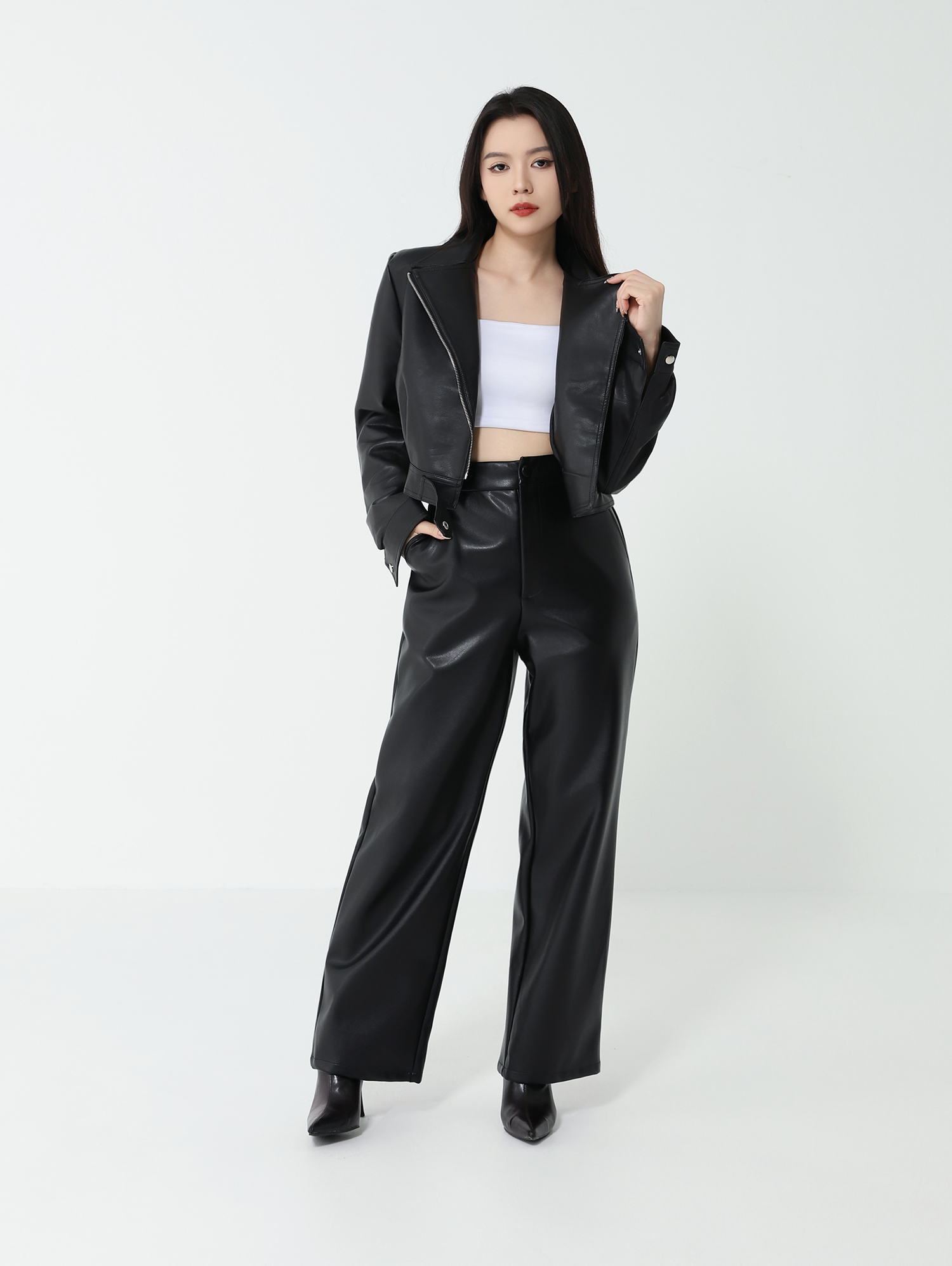 Leather Front Zip Jacket DJ101