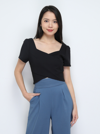 High Waist Back Zip Pleated Long Pant 28148