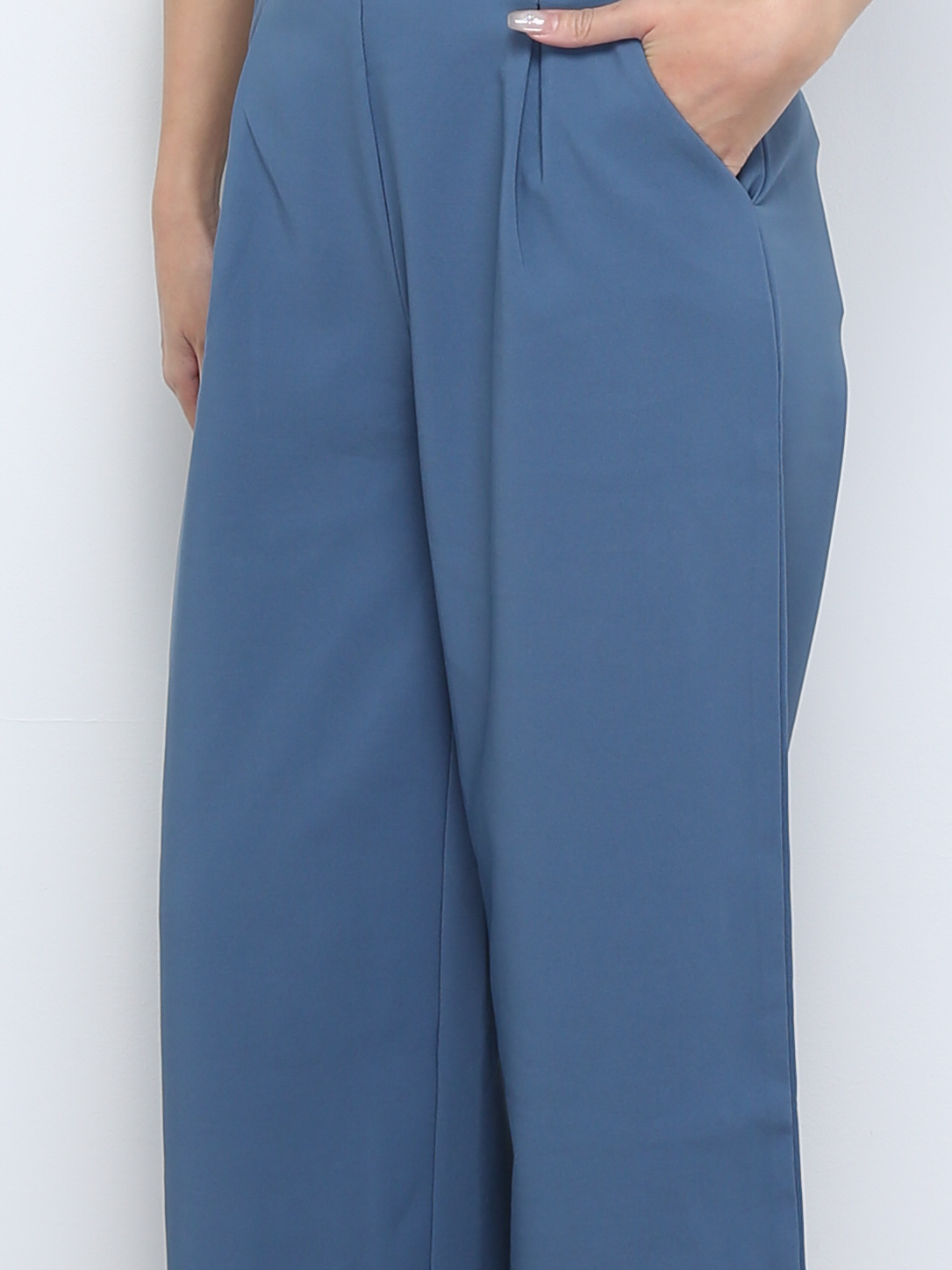 High Waist Back Zip Pleated Long Pant 28148
