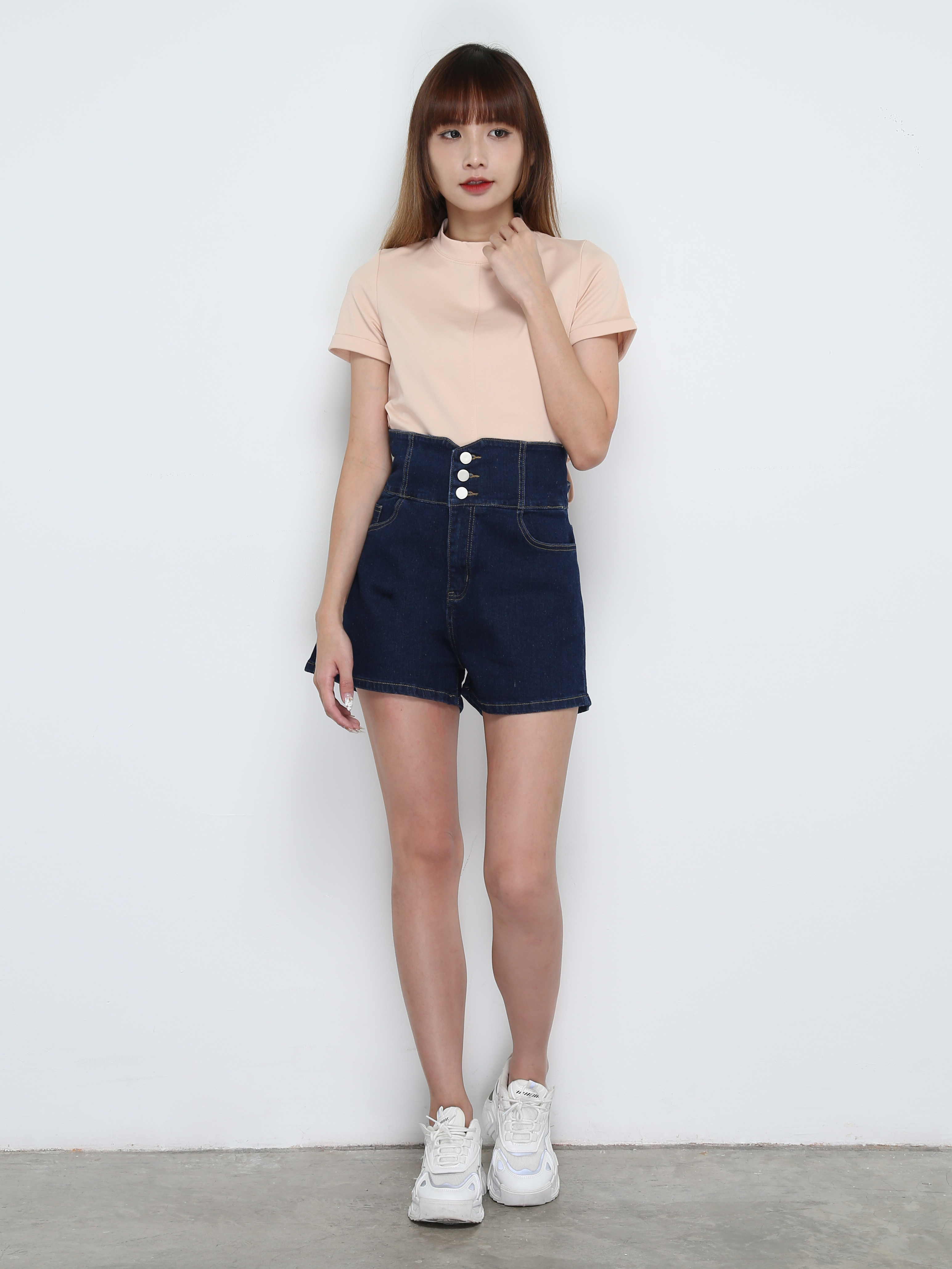 Denim High Waist Side Pocket Short Pants 28245