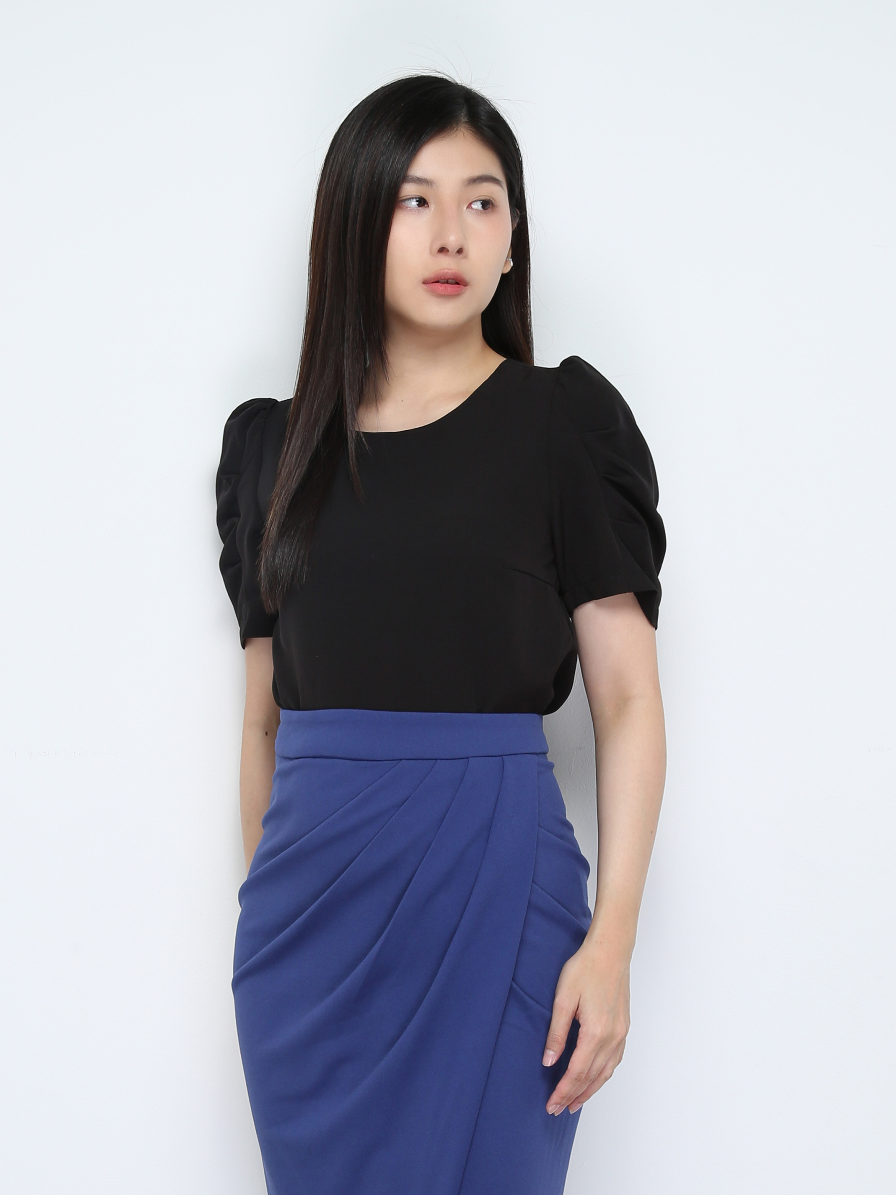 Back Pearl Button Short Sleeve Top 28234