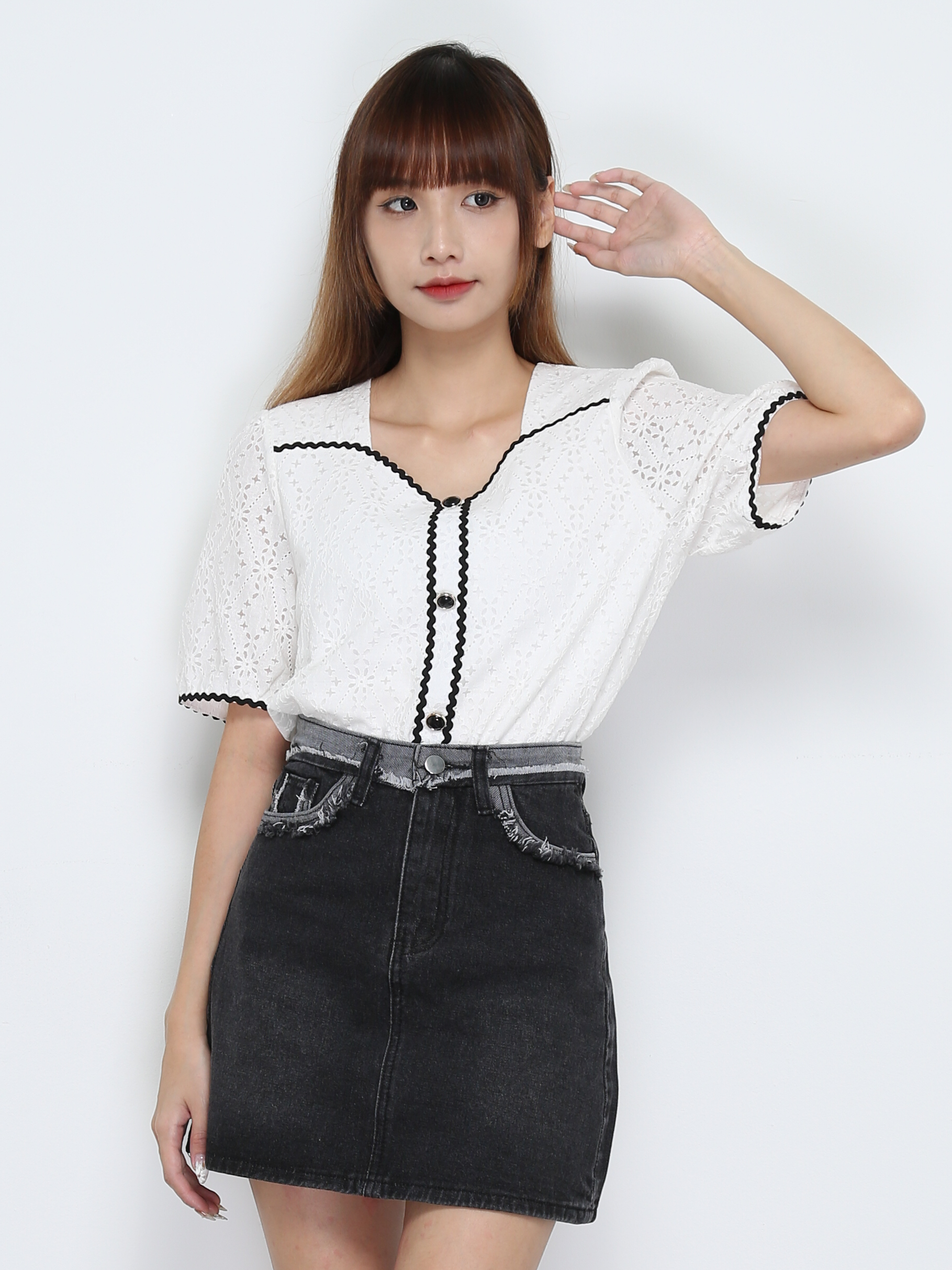 Denim Ripped Skirt 28460