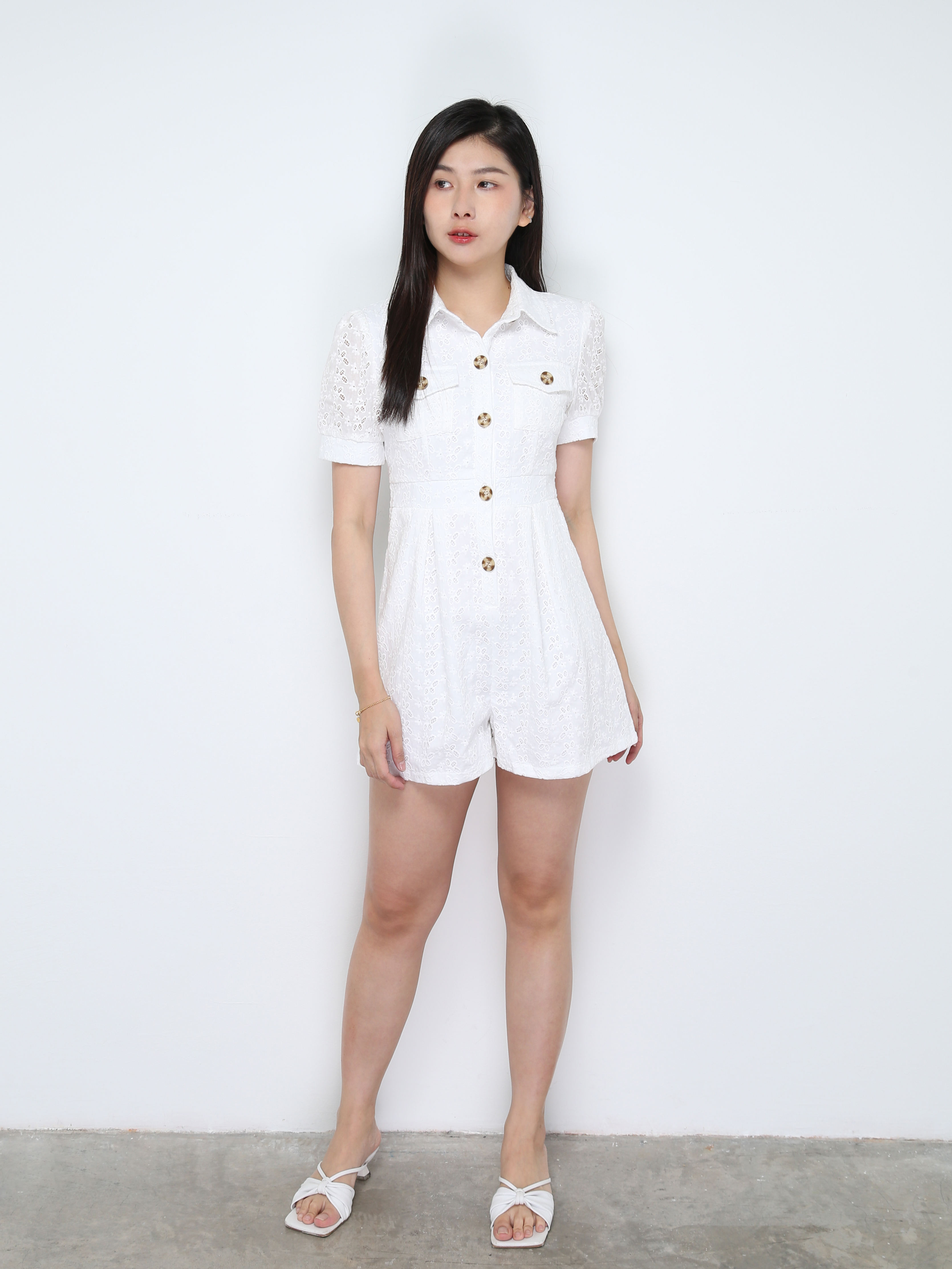 Eyelet Front Button Jumpsuit 28255