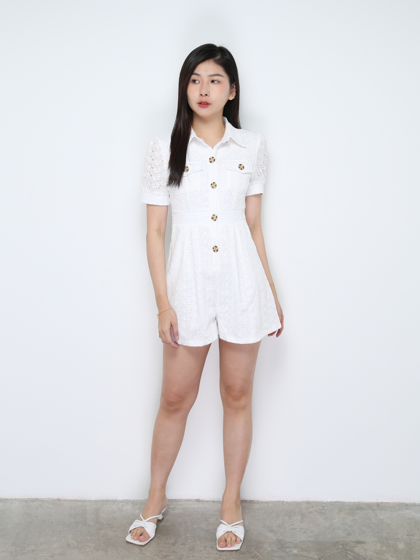 Eyelet Front Button Jumpsuit 28255