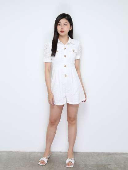 Eyelet Front Button Jumpsuit 28255