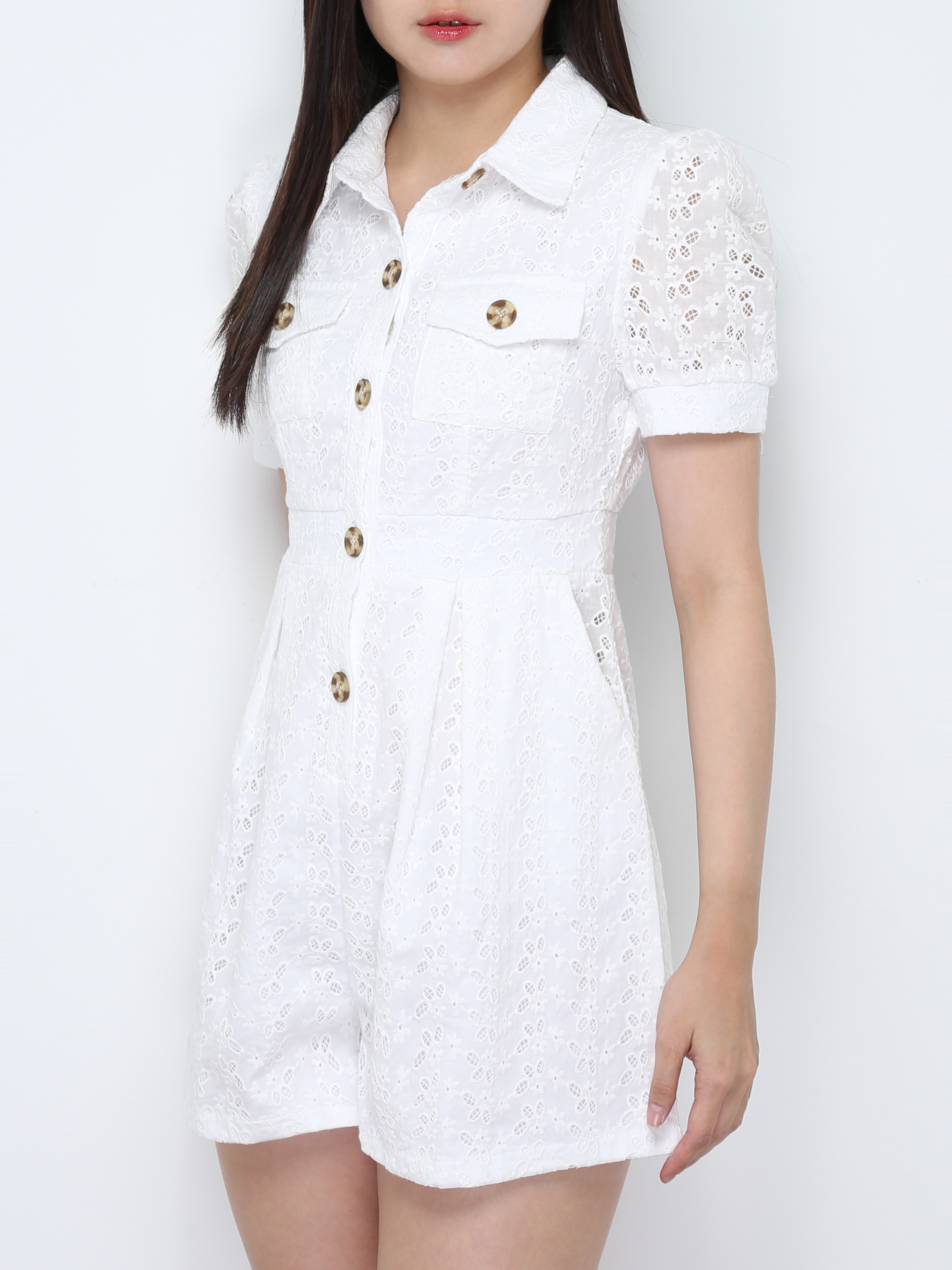 Eyelet Front Button Jumpsuit 28255