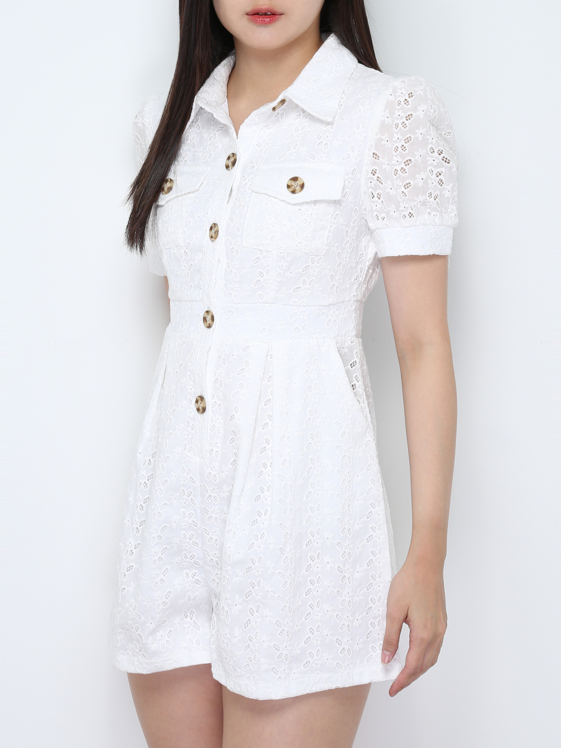 Eyelet Front Button Jumpsuit 28255