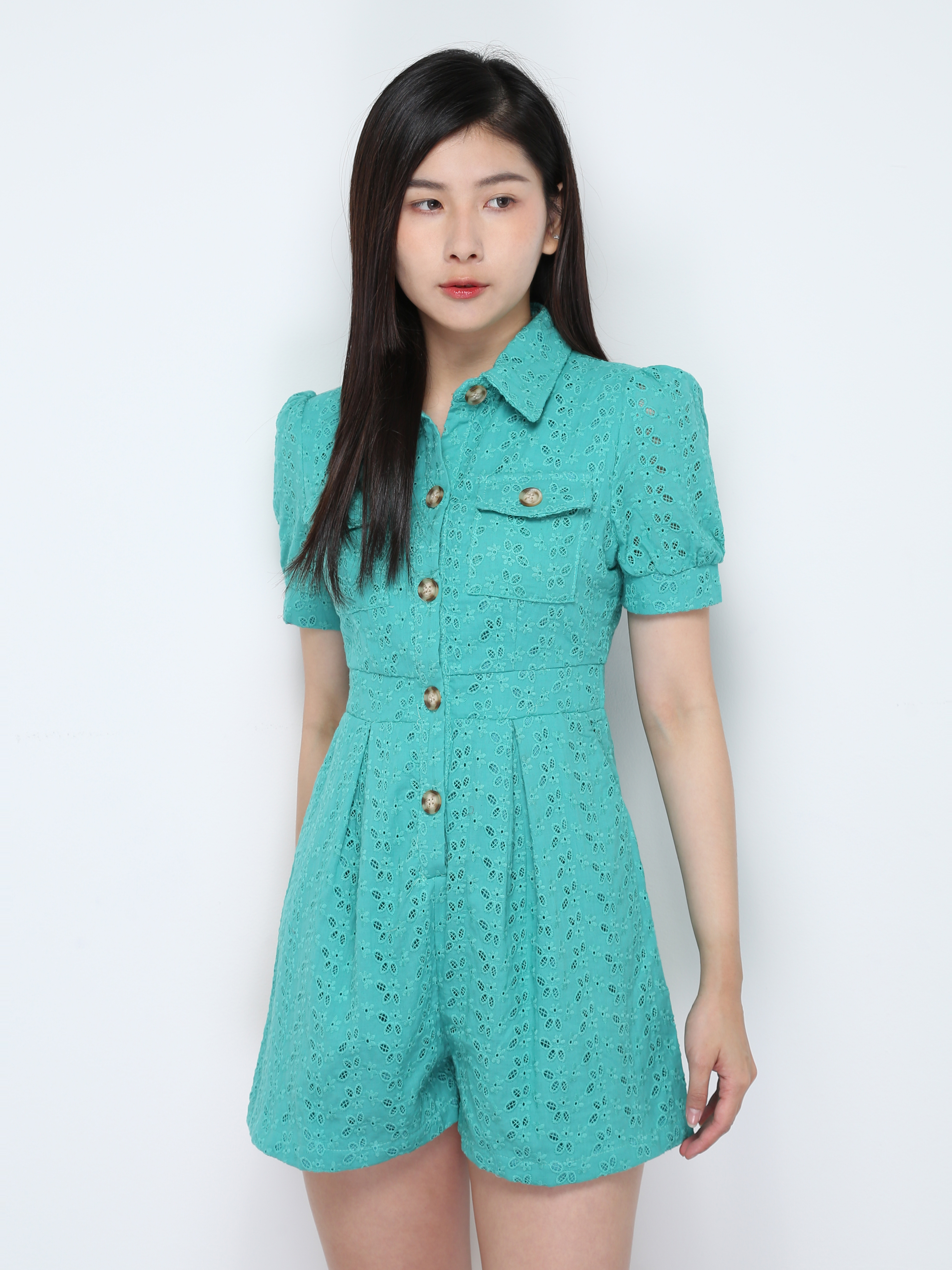 Eyelet Front Button Jumpsuit 28255