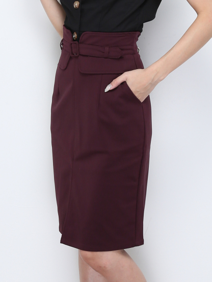 Formal High Waist Front Splt Skirt 28292