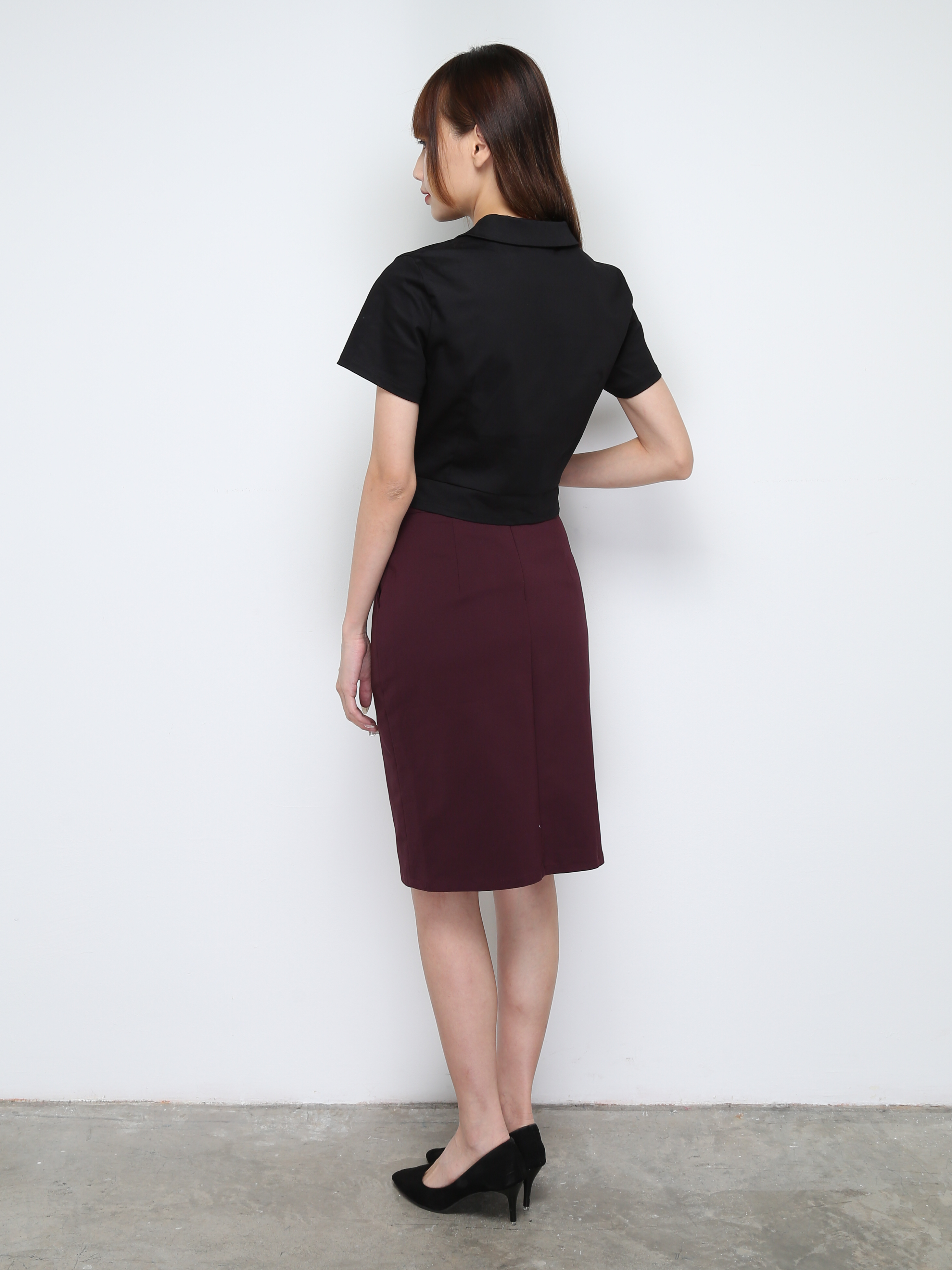 Formal High Waist Front Splt Skirt 28292