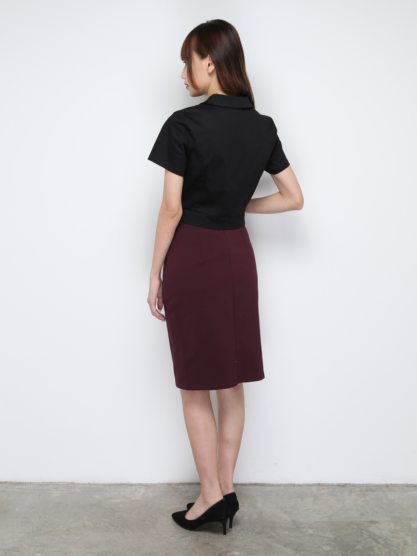 Formal High Waist Front Splt Skirt 28292