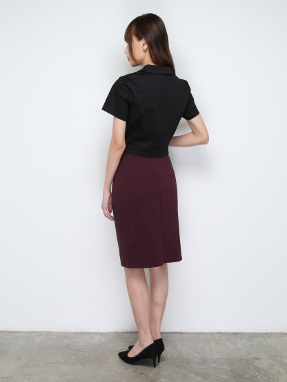 Formal High Waist Front Splt Skirt 28292