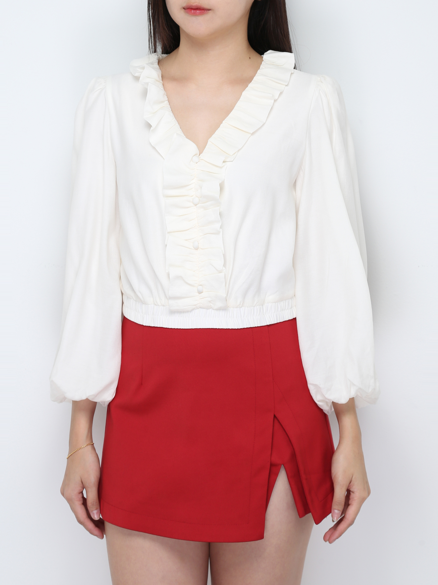 V Neck Ruffles Top 28277