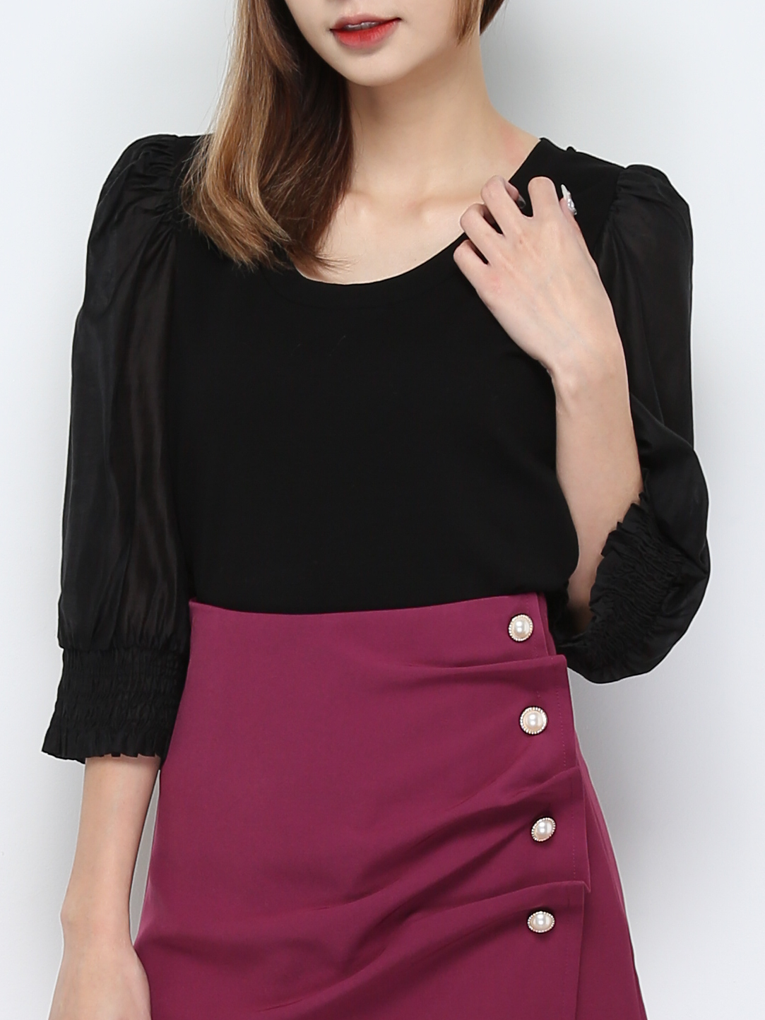 Round Neck Long Sleeve Top 28283