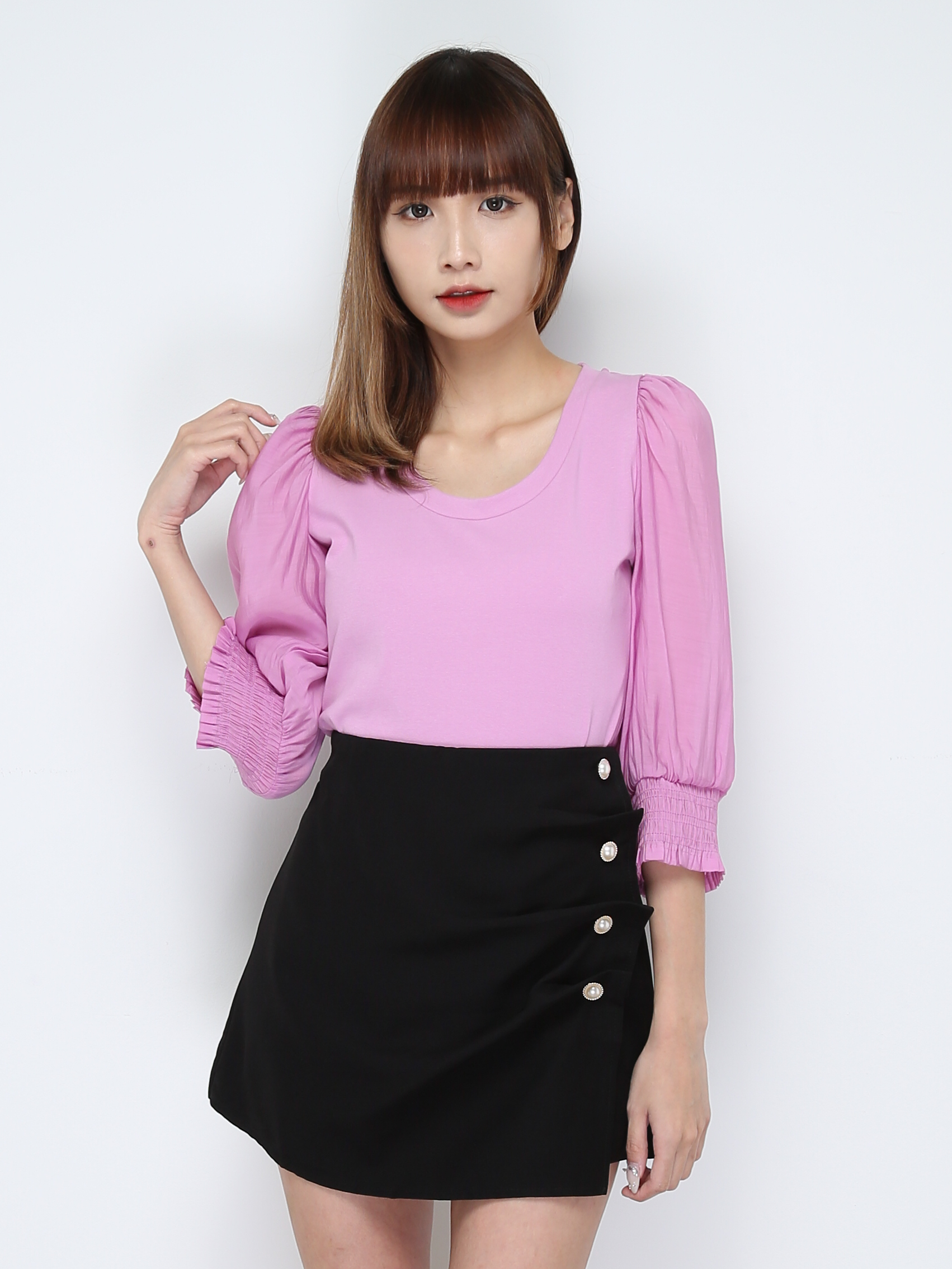 Round Neck Long Sleeve Top 28283