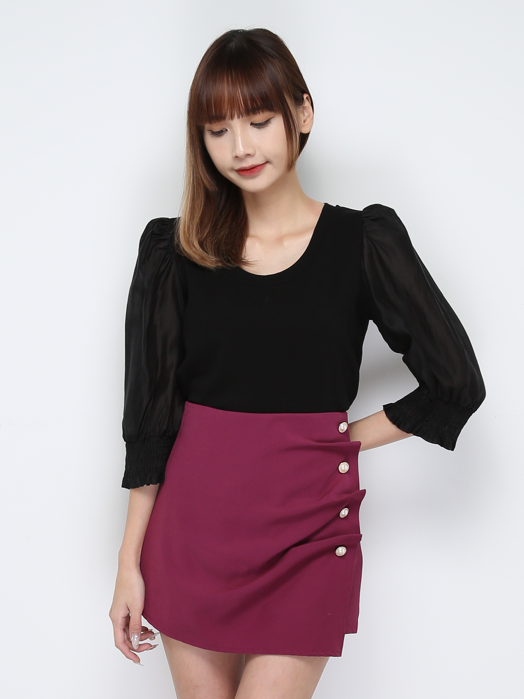 Round Neck Long Sleeve Top 28283